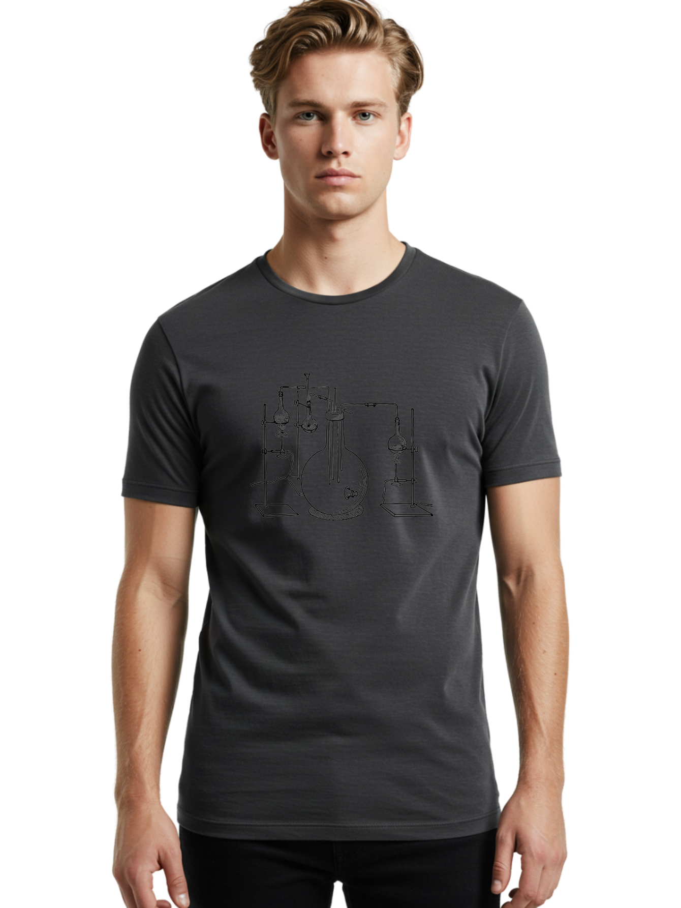 Laboratory-Equipment-3 Men'S Graphic Tee, 100% Cotton, Comfortable Casual Summer Wear, Machine Washable, Laboratory Equipment, Distillation Apparatus, Scientific Instruments, Chemistry Lab, Experimental Setup, Glassware, Round Bottom Flask, Aad617 18