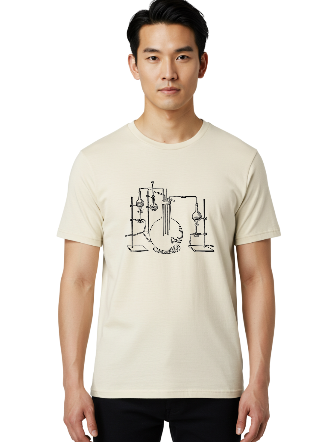 Laboratory-Equipment-3 Men'S Graphic Tee, 100% Cotton, Comfortable Casual Summer Wear, Machine Washable, Laboratory Equipment, Distillation Apparatus, Scientific Instruments, Chemistry Lab, Experimental Setup, Glassware, Round Bottom Flask, Aad617