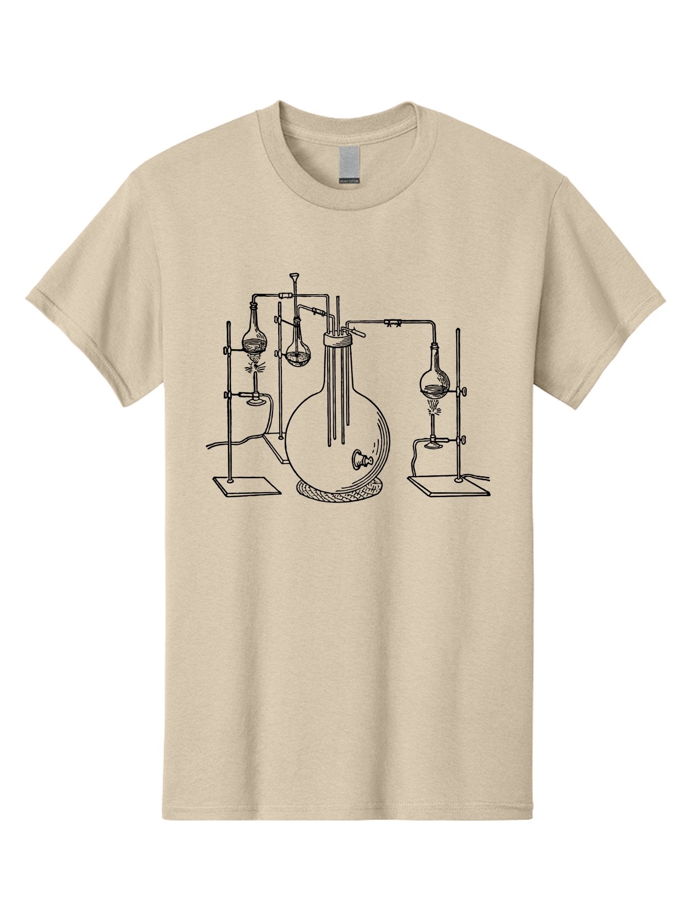 Laboratory-Equipment-3 Men'S Graphic Tee, 100% Cotton, Comfortable Casual Summer Wear, Machine Washable, Laboratory Equipment, Distillation Apparatus, Scientific Instruments, Chemistry Lab, Experimental Setup, Glassware, Round Bottom Flask, Aad617