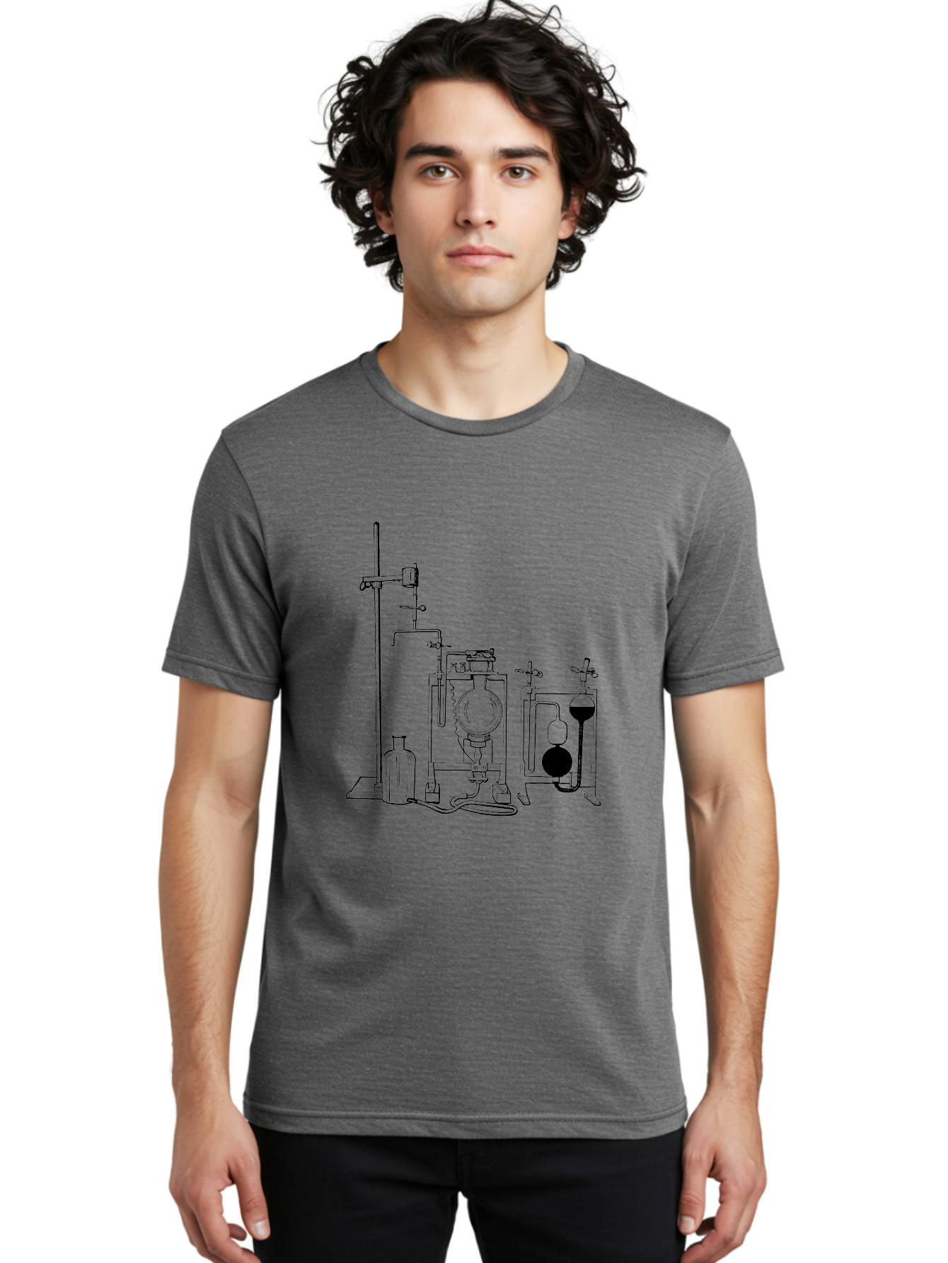 Laboratory-Equipment-4 Men'S Graphic Tee, 100% Cotton, Comfortable Casual Summer Wear, Machine Washable, Laboratory Equipment, Scientific Instruments, Chemistry Apparatus, Distillation Device, Flask, Bottle, Valve, Tube, Laboratory Setup, Aad618 30