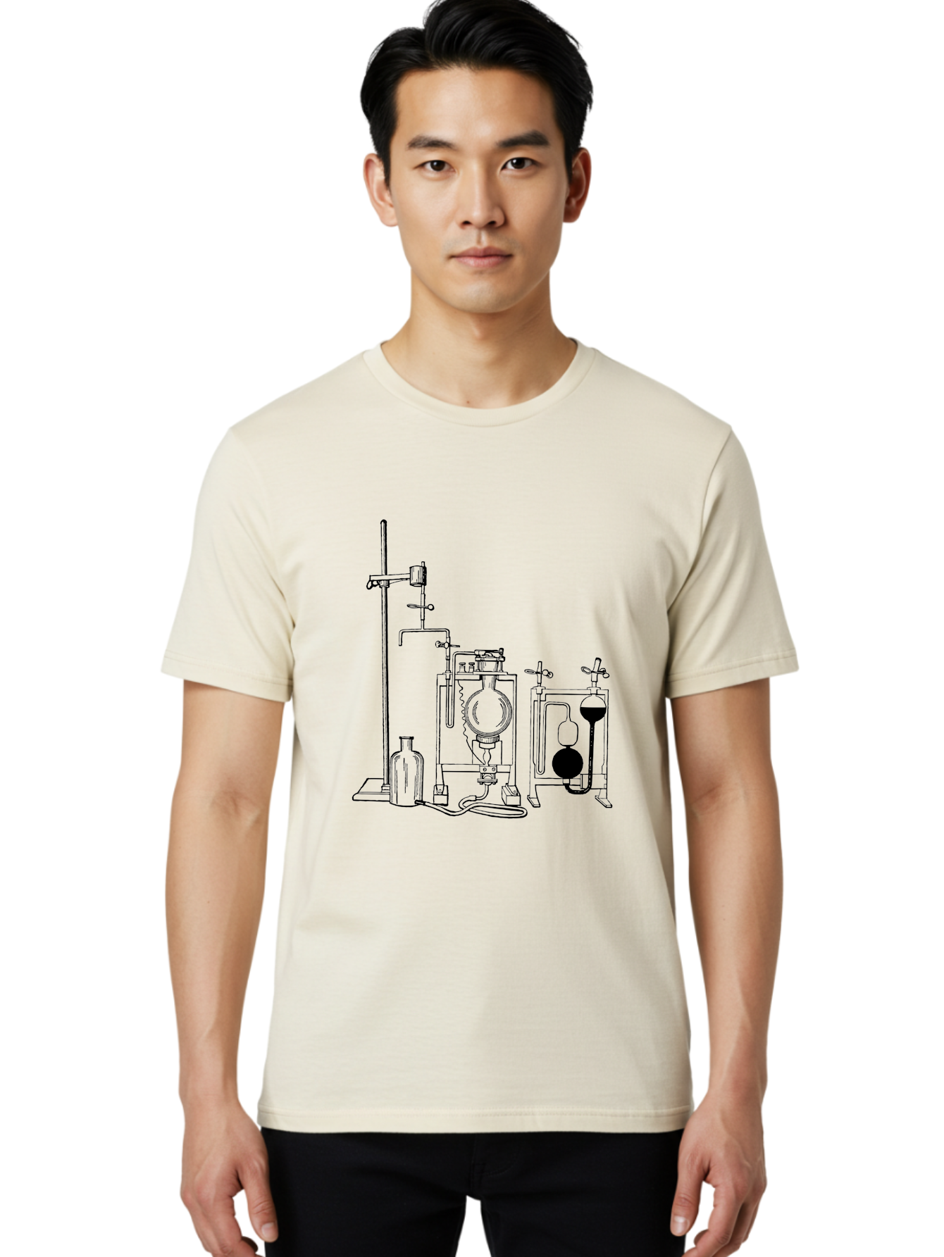 Laboratory-Equipment-4 Men'S Graphic Tee, 100% Cotton, Comfortable Casual Summer Wear, Machine Washable, Laboratory Equipment, Scientific Instruments, Chemistry Apparatus, Distillation Device, Flask, Bottle, Valve, Tube, Laboratory Setup, Aad618 8