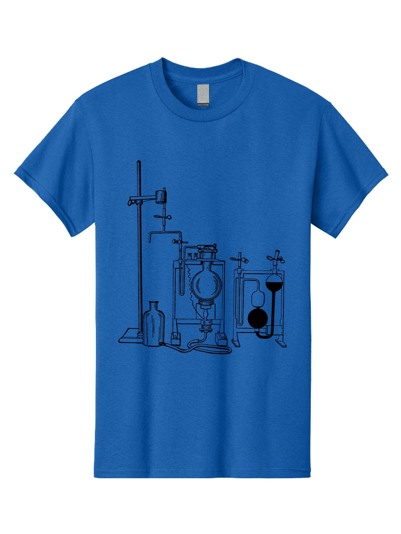 Laboratory-Equipment-4 Men'S Graphic Tee, 100% Cotton, Comfortable Casual Summer Wear, Machine Washable, Laboratory Equipment, Scientific Instruments, Chemistry Apparatus, Distillation Device, Flask, Bottle, Valve, Tube, Laboratory Setup, Aad618