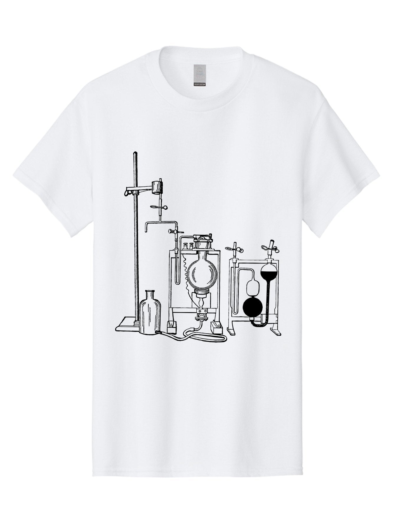 Laboratory-Equipment-4 Men'S Graphic Tee, 100% Cotton, Comfortable Casual Summer Wear, Machine Washable, Laboratory Equipment, Scientific Instruments, Chemistry Apparatus, Distillation Device, Flask, Bottle, Valve, Tube, Laboratory Setup, Aad618 15