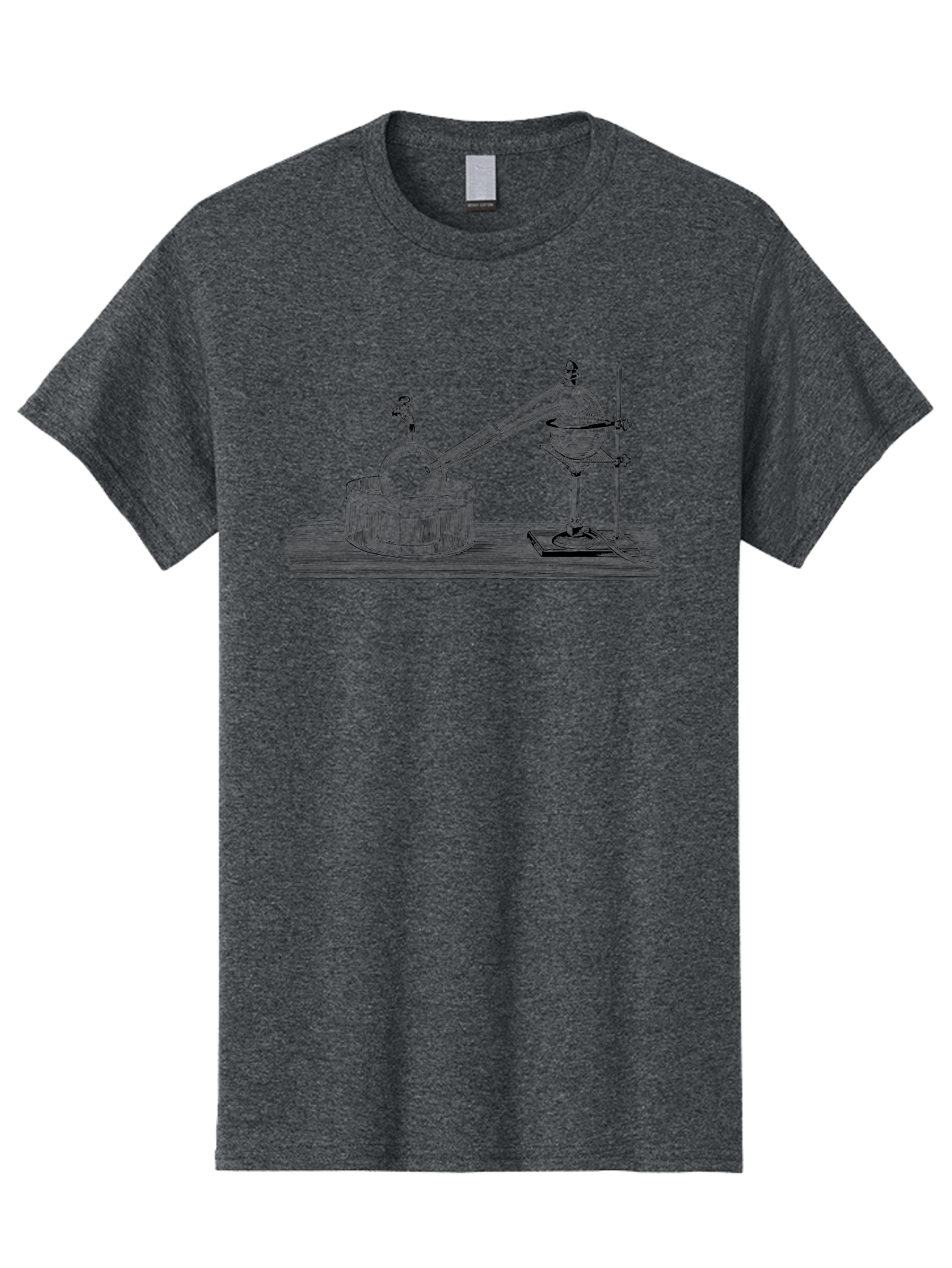 Laboratory-Equipment-7 Men'S Graphic Tee, 100% Cotton, Comfortable Casual Summer Wear, Machine Washable, Distillation Equipment, Laboratory Setup, Science Experiment, Chemistry, Glassware, Retort, Condenser, Laboratory Table Aad621 23