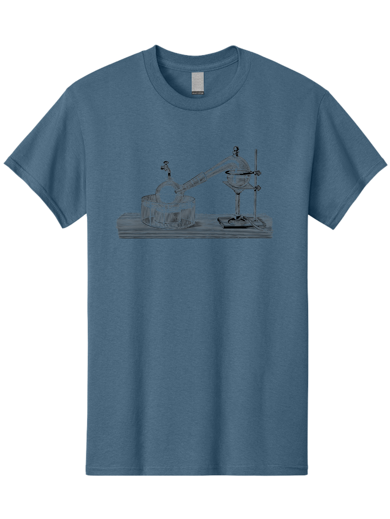 Laboratory-Equipment-7 Men'S Graphic Tee, 100% Cotton, Comfortable Casual Summer Wear, Machine Washable, Distillation Equipment, Laboratory Setup, Science Experiment, Chemistry, Glassware, Retort, Condenser, Laboratory Table Aad621 5