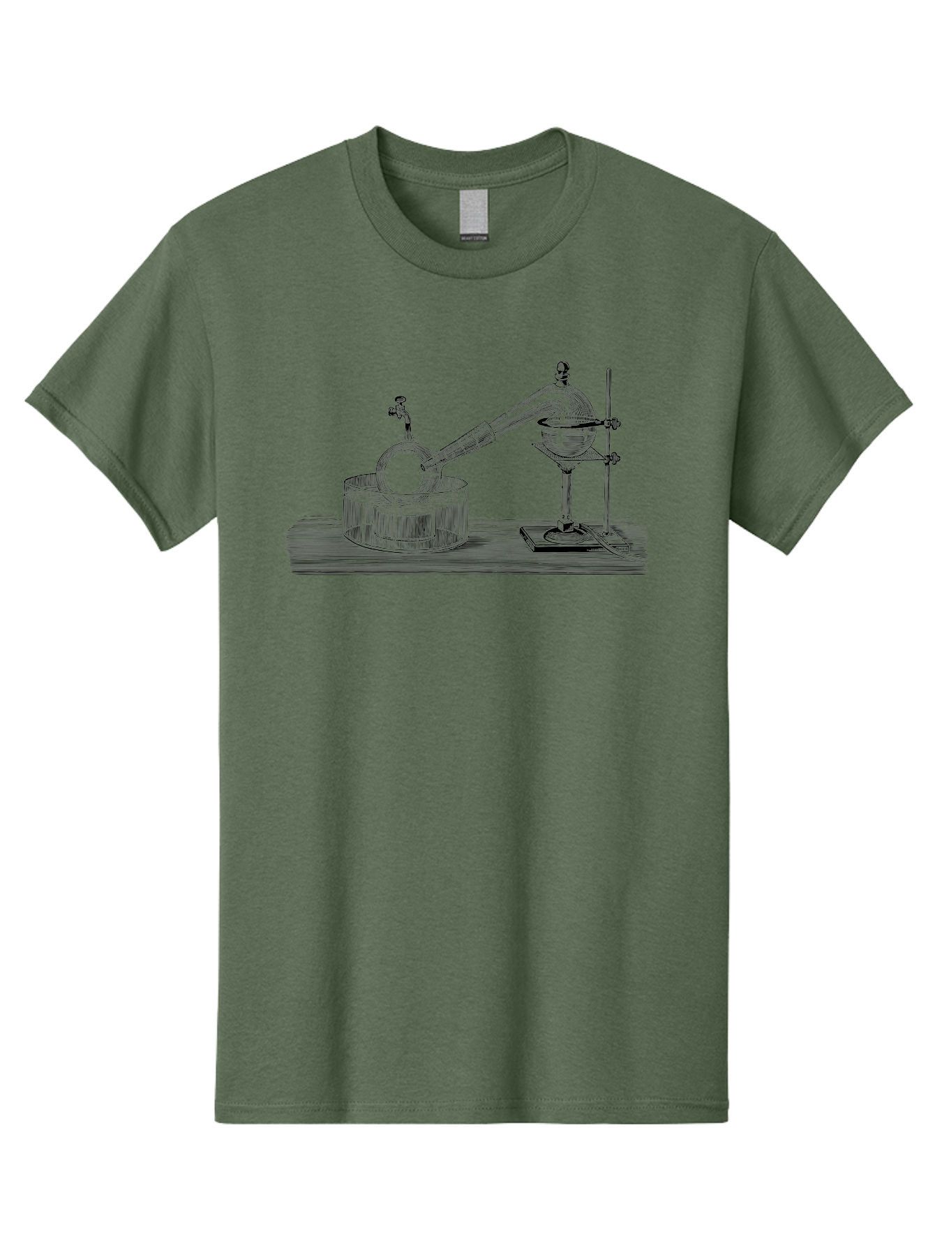 Laboratory-Equipment-7 Men'S Graphic Tee, 100% Cotton, Comfortable Casual Summer Wear, Machine Washable, Distillation Equipment, Laboratory Setup, Science Experiment, Chemistry, Glassware, Retort, Condenser, Laboratory Table Aad621 21