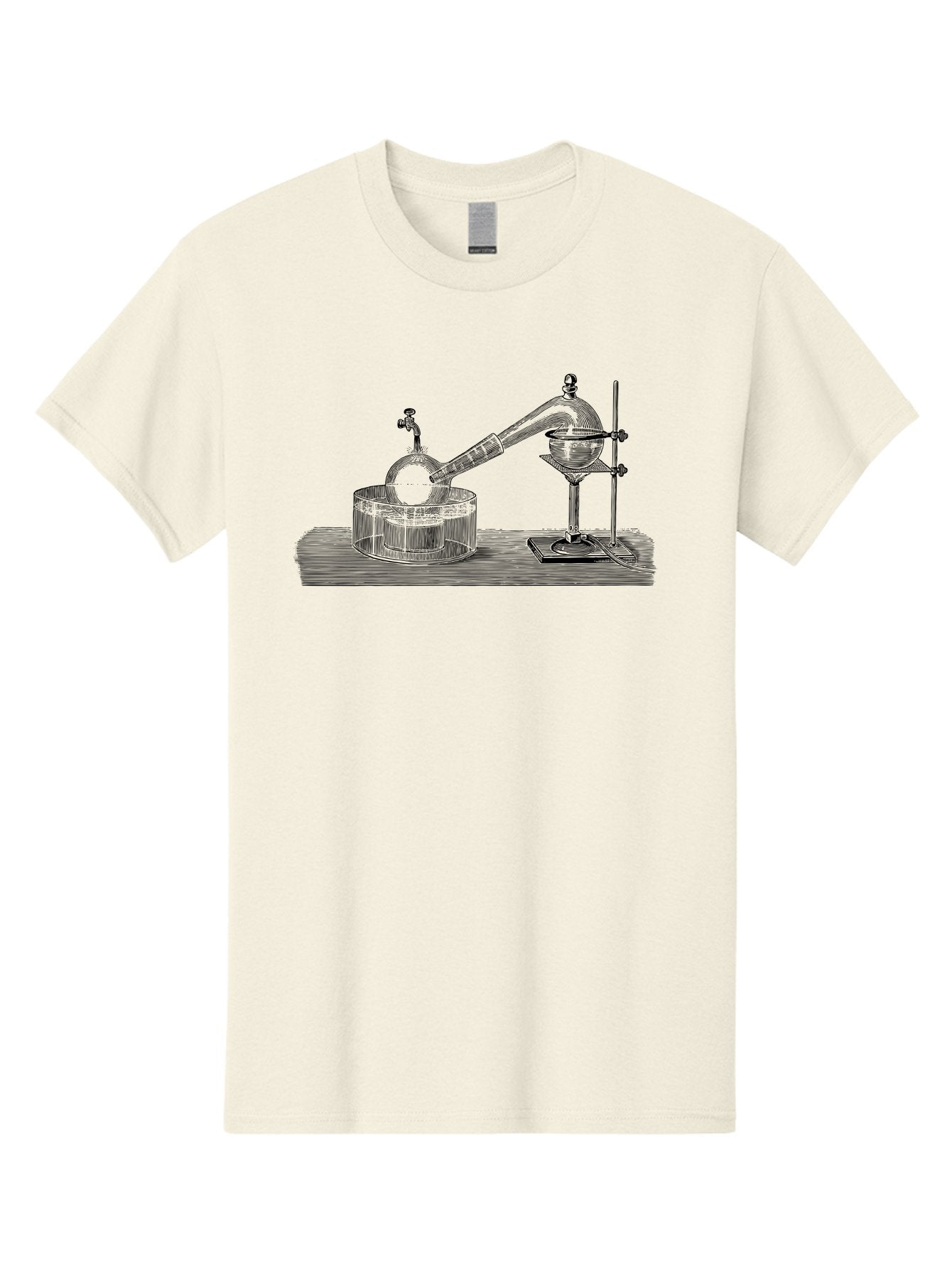 Laboratory-Equipment-7 Men'S Graphic Tee, 100% Cotton, Comfortable Casual Summer Wear, Machine Washable, Distillation Equipment, Laboratory Setup, Science Experiment, Chemistry, Glassware, Retort, Condenser, Laboratory Table Aad621 11