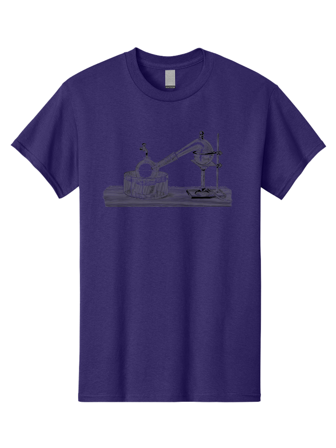 Laboratory-Equipment-7 Men'S Graphic Tee, 100% Cotton, Comfortable Casual Summer Wear, Machine Washable, Distillation Equipment, Laboratory Setup, Science Experiment, Chemistry, Glassware, Retort, Condenser, Laboratory Table Aad621 19