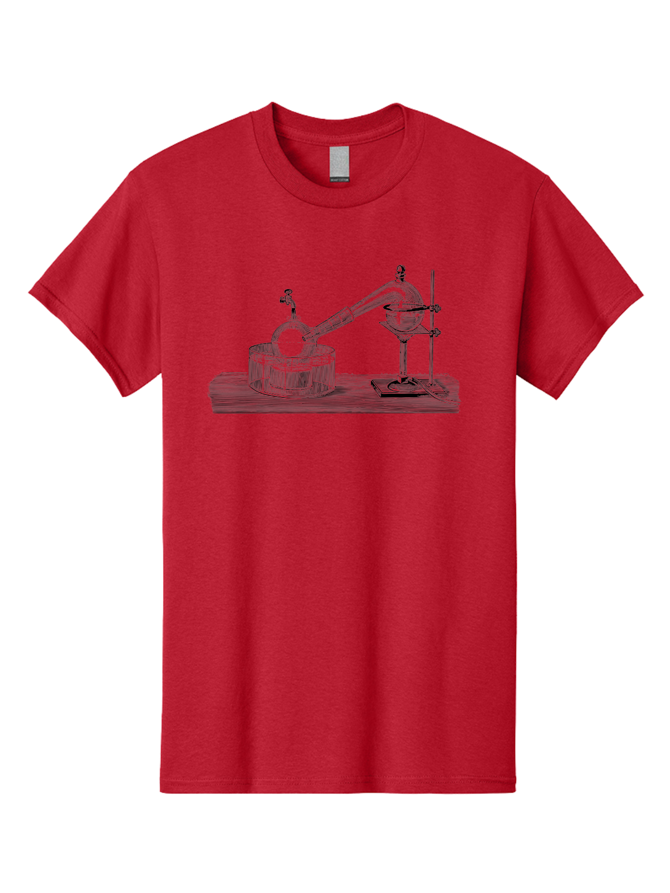 Laboratory-Equipment-7 Men'S Graphic Tee, 100% Cotton, Comfortable Casual Summer Wear, Machine Washable, Distillation Equipment, Laboratory Setup, Science Experiment, Chemistry, Glassware, Retort, Condenser, Laboratory Table Aad621 13