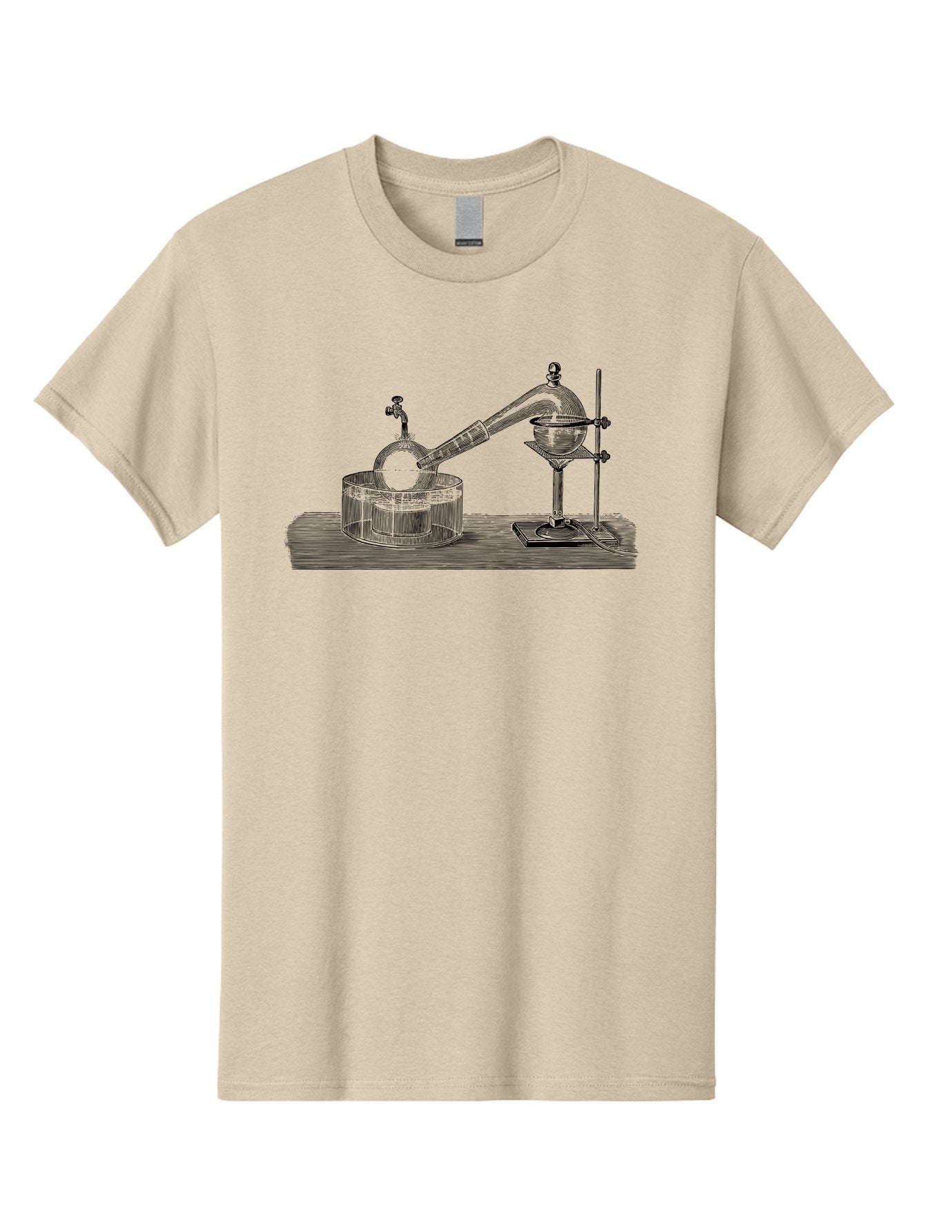 Laboratory-Equipment-7 Men'S Graphic Tee, 100% Cotton, Comfortable Casual Summer Wear, Machine Washable, Distillation Equipment, Laboratory Setup, Science Experiment, Chemistry, Glassware, Retort, Condenser, Laboratory Table Aad621 9