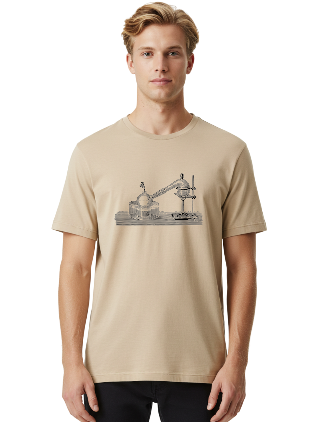 Laboratory-Equipment-7 Men'S Graphic Tee, 100% Cotton, Comfortable Casual Summer Wear, Machine Washable, Distillation Equipment, Laboratory Setup, Science Experiment, Chemistry, Glassware, Retort, Condenser, Laboratory Table Aad621 10