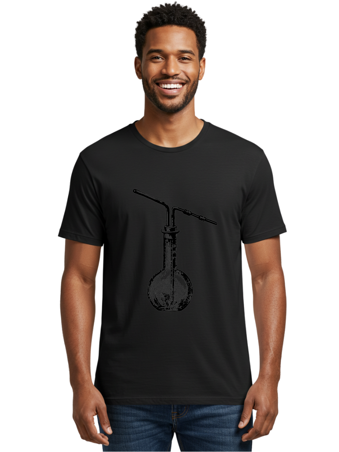 Laboratory-Flask-2 Men'S Graphic Tee, 100% Cotton, Comfortable Casual Summer Wear, Machine Washable, Laboratory Equipment, Scientific Glassware, Chemistry Apparatus, Flask With Tubes, Experimental Setup, Lab Supplies, Research Tools Aad625 18
