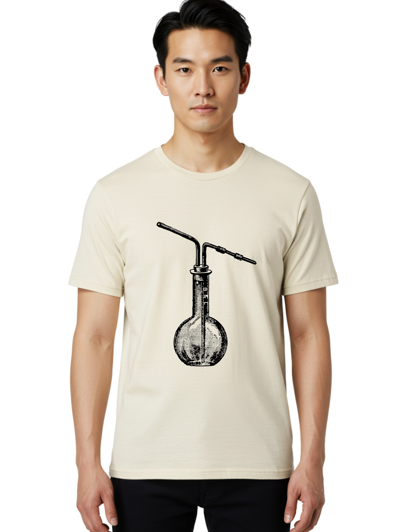 Laboratory-Flask-2 Men'S Graphic Tee, 100% Cotton, Comfortable Casual Summer Wear, Machine Washable, Laboratory Equipment, Scientific Glassware, Chemistry Apparatus, Flask With Tubes, Experimental Setup, Lab Supplies, Research Tools Aad625 28