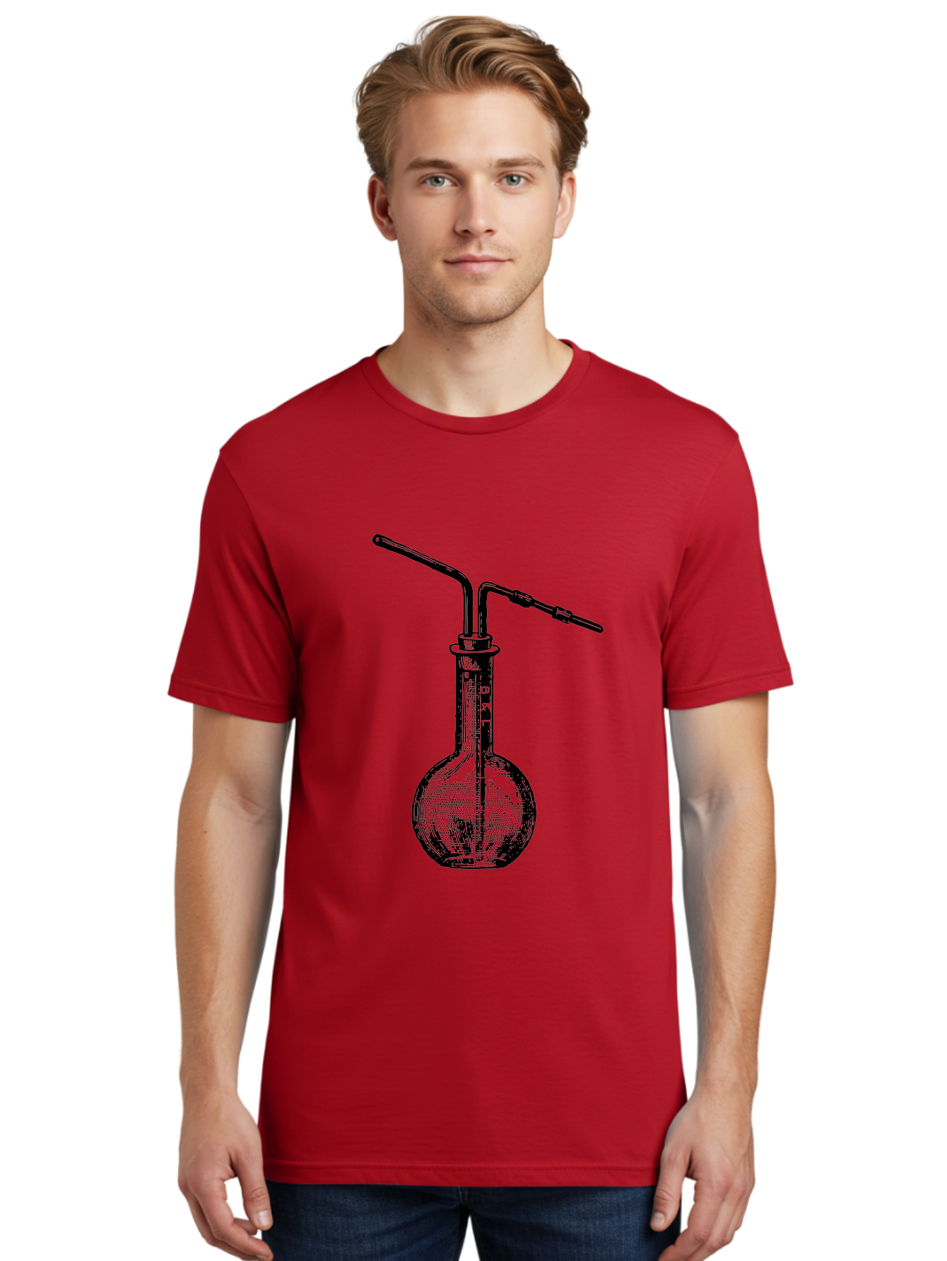 Laboratory-Flask-2 Men'S Graphic Tee, 100% Cotton, Comfortable Casual Summer Wear, Machine Washable, Laboratory Equipment, Scientific Glassware, Chemistry Apparatus, Flask With Tubes, Experimental Setup, Lab Supplies, Research Tools Aad625 6