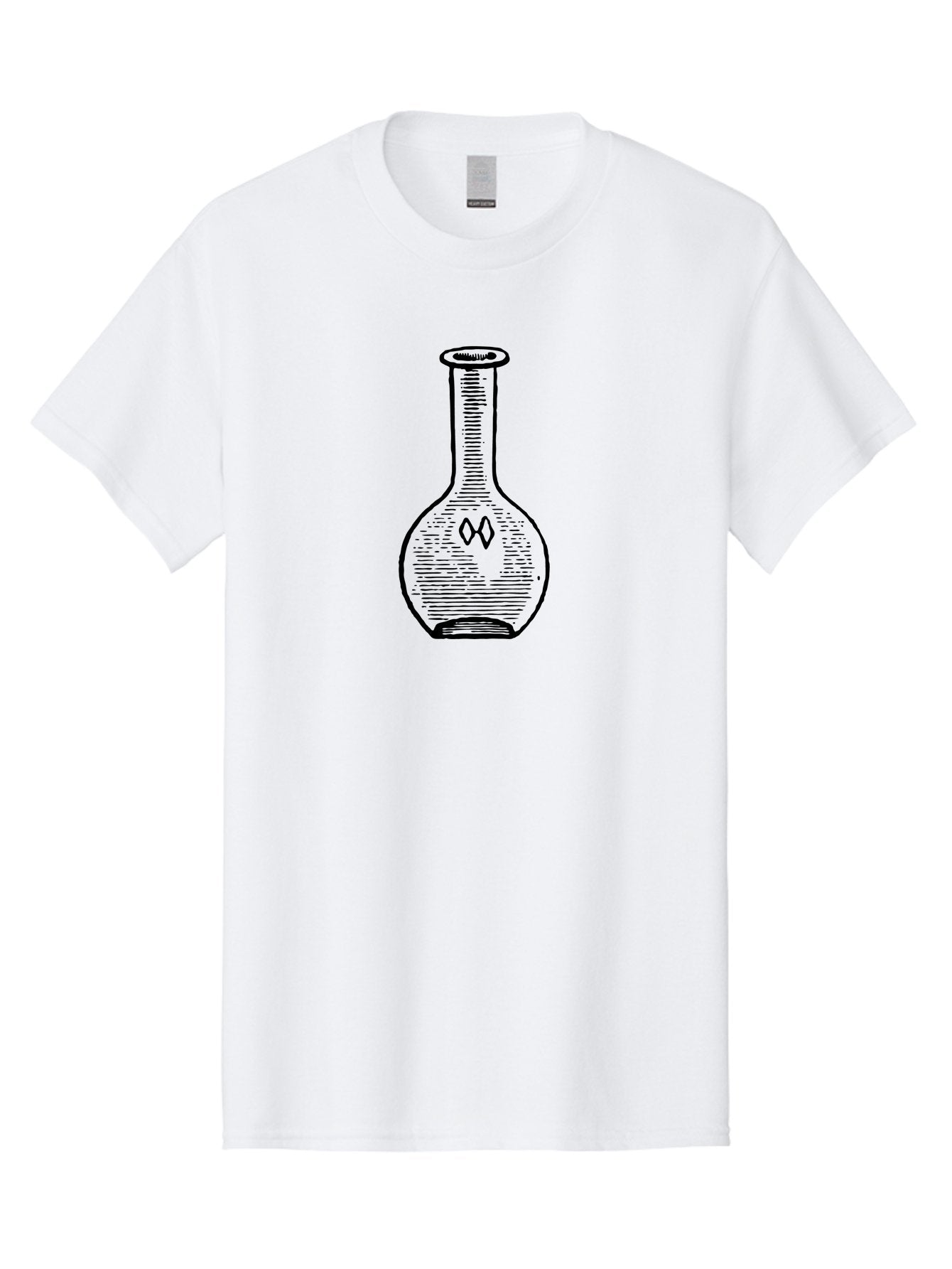 Laboratory-Flask-3 Men'S Graphic Tee, 100% Cotton, Comfortable Casual Summer Wear, Machine Washable, Laboratory Equipment, Scientific Glassware, Vintage Bottle Design, Sketch Illustration, Black Outline, Simple Shapes, Chemical Container, Aad626