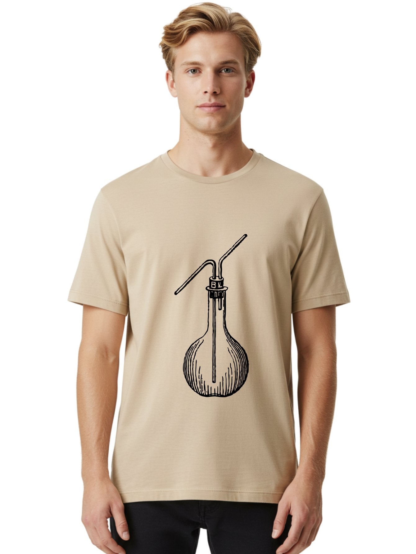 Laboratory-Flask Men'S Graphic Tee, 100% Cotton, Comfortable Casual Summer Wear, Machine Washable, Laboratory Equipment, Scientific Apparatus, Glass Flask, Chemistry Lab, Distillation Device, Experimental Setup, Vintage Illustration Aad627 27