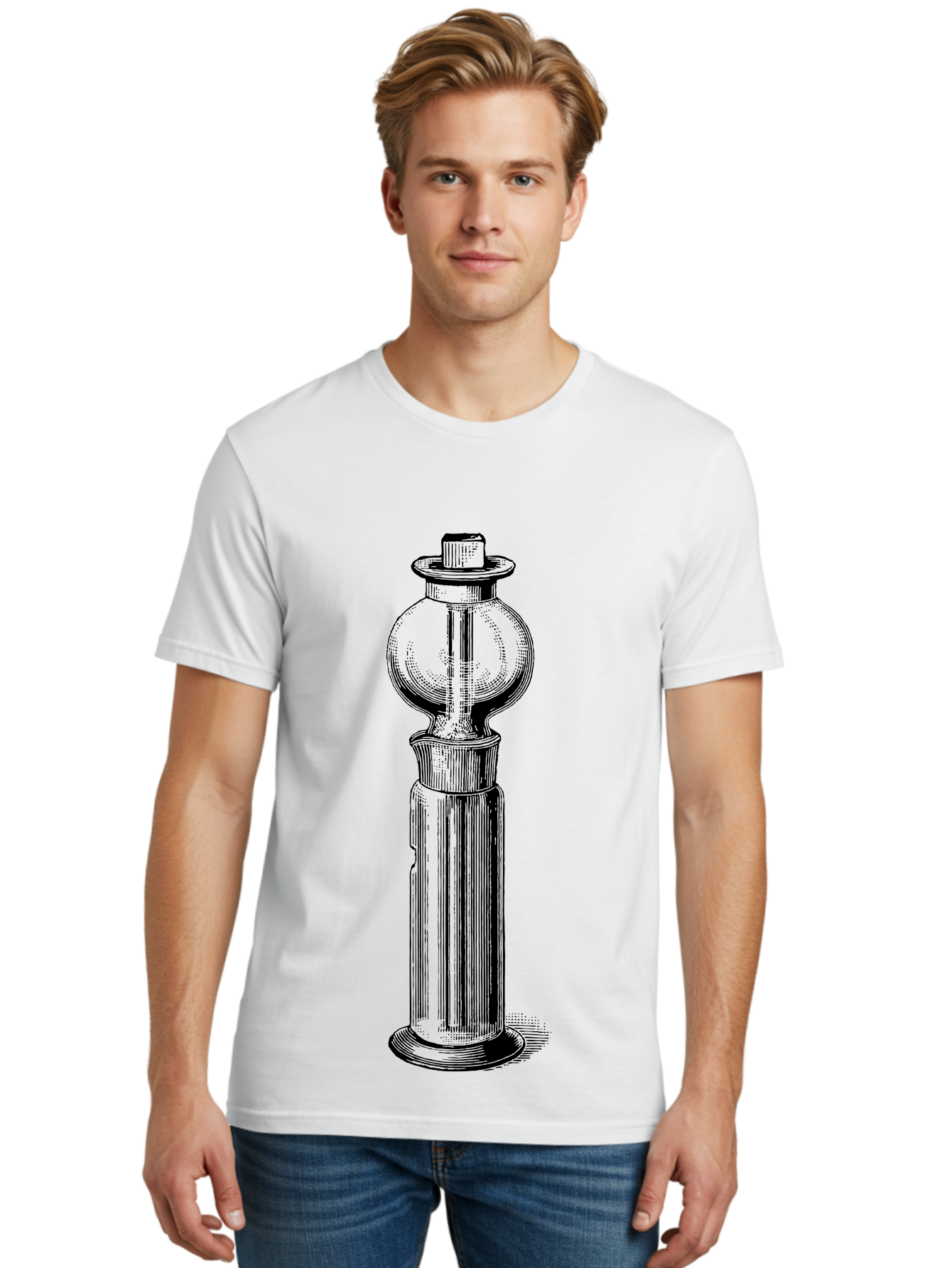 Lamp-Post Men'S Graphic Tee, 100% Cotton, Comfortable Casual Summer Wear, Machine Washable, Vintage Lamp Post, Street Lamp, Antique Lighting, Classic Design, Traditional Style, Ornate Details, Historic Architecture Aad628