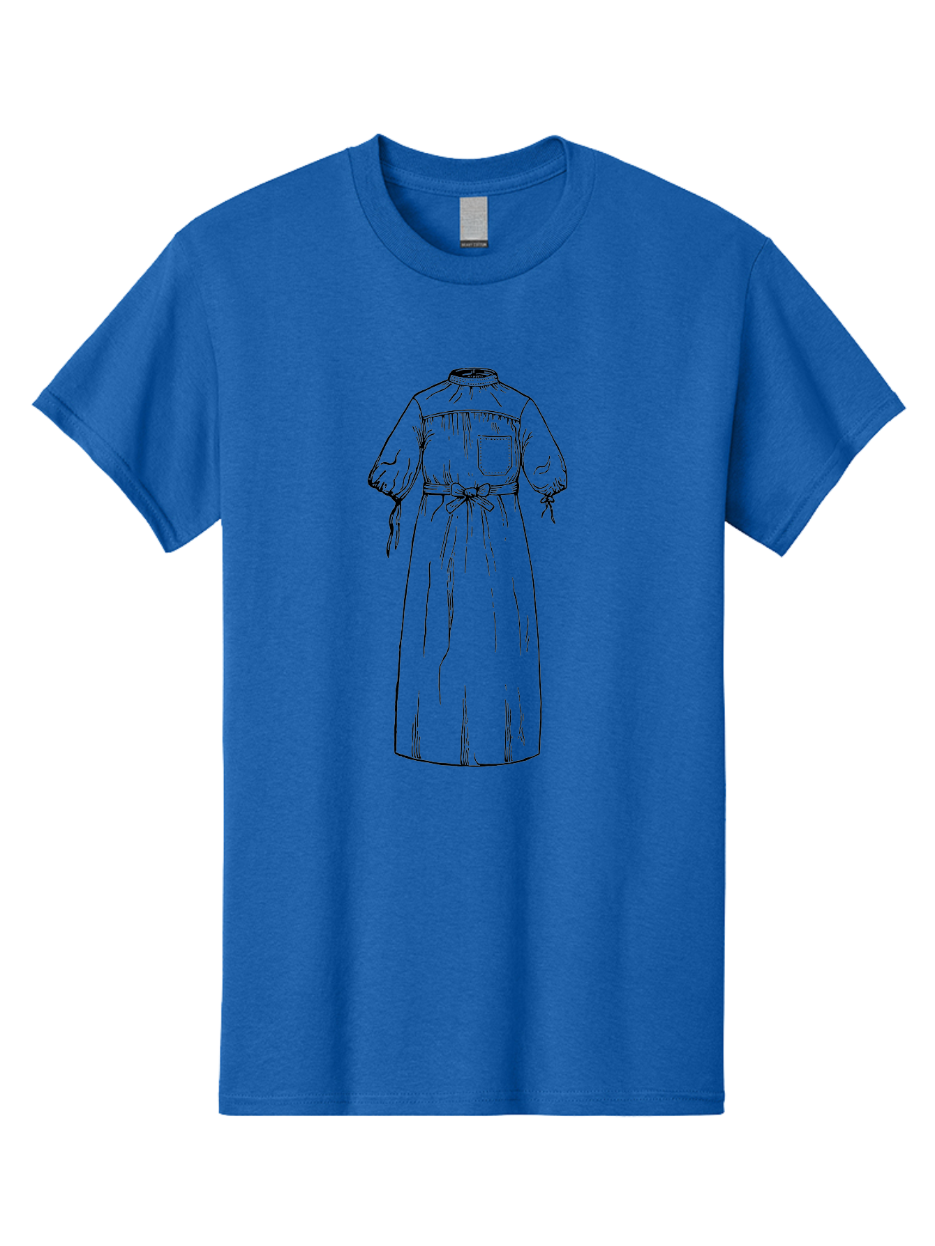 Long-Smock Men'S Graphic Tee, 100% Cotton, Comfortable Casual Summer Wear, Machine Washable, Simple Smock Design, High Neckline, Elastic Cuffs, Tie Belt, Utility Pocket, Practical Clothing, Vintage Fashion, Folk Style, Relaxed Fit, Aad629