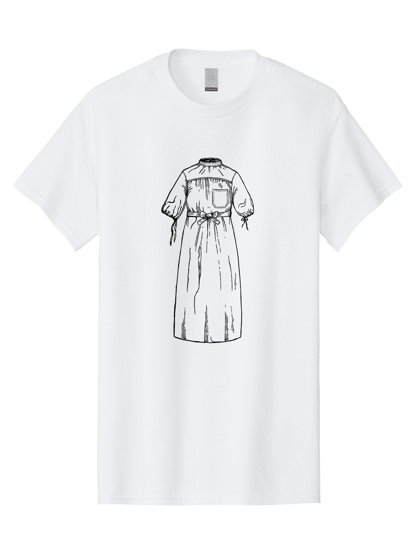 Long-Smock Men'S Graphic Tee, 100% Cotton, Comfortable Casual Summer Wear, Machine Washable, Simple Smock Design, High Neckline, Elastic Cuffs, Tie Belt, Utility Pocket, Practical Clothing, Vintage Fashion, Folk Style, Relaxed Fit, Aad629