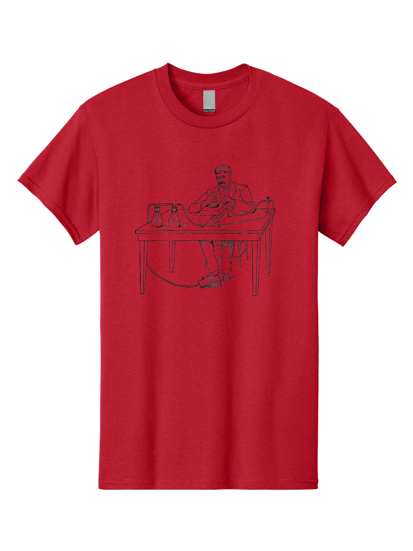Man-Experimenting Men'S Graphic Tee, 100% Cotton, Comfortable Casual Summer Wear, Machine Washable, Scientist In A Lab, Experimental Setup, Laboratory Equipment, Scientific Research, Vintage Style, Monochrome Illustration, Chemistry Lab, Aad630