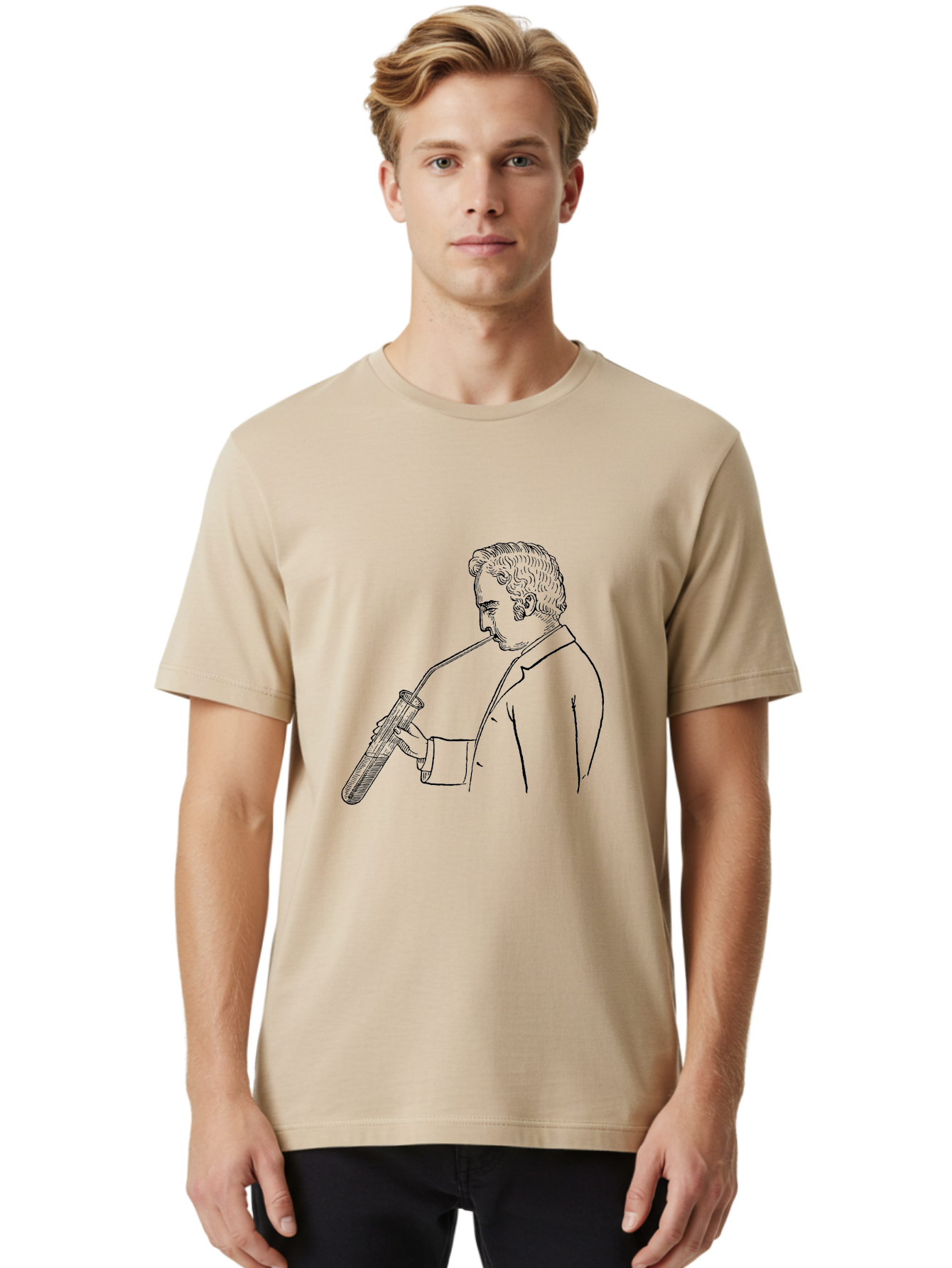 Man-Smoking-Pipe Men'S Graphic Tee, 100% Cotton, Comfortable Casual Summer Wear, Machine Washable, Man Holding Blowtorch, Vintage Illustration, Retro Artwork, Skilled Craftsman, Tool Usage, Industrial Work, Diy Projects, Craftsmanship, Aad631