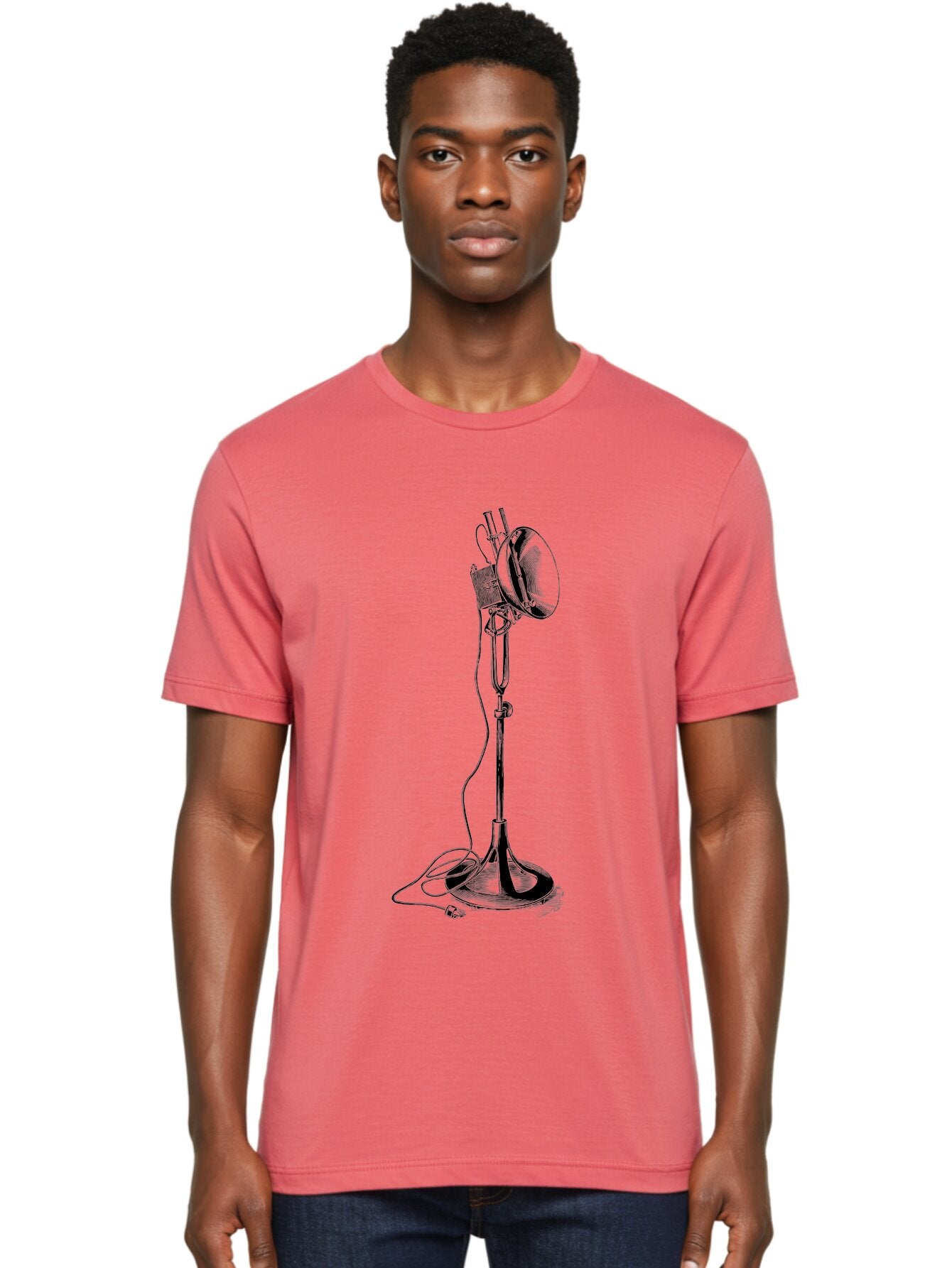 Microphone-Stand Men'S Graphic Tee, 100% Cotton, Comfortable Casual Summer Wear, Machine Washable, Studio Lighting, Photography Equipment, Adjustable Lamp, Cable Management, Professional Photography, Still Life Photography, High-Key Lighting, Aad635 24