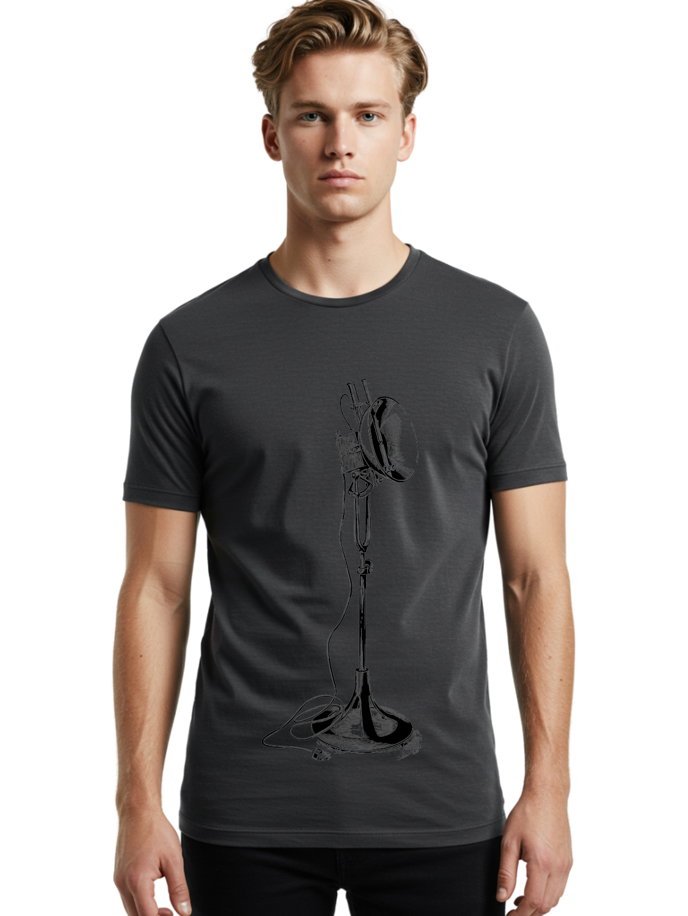 Microphone-Stand Men'S Graphic Tee, 100% Cotton, Comfortable Casual Summer Wear, Machine Washable, Studio Lighting, Photography Equipment, Adjustable Lamp, Cable Management, Professional Photography, Still Life Photography, High-Key Lighting, Aad635 30