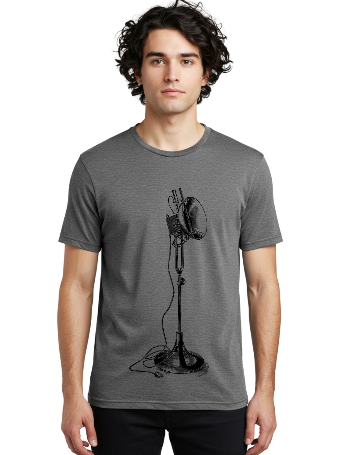 Microphone-Stand Men'S Graphic Tee, 100% Cotton, Comfortable Casual Summer Wear, Machine Washable, Studio Lighting, Photography Equipment, Adjustable Lamp, Cable Management, Professional Photography, Still Life Photography, High-Key Lighting, Aad635 28