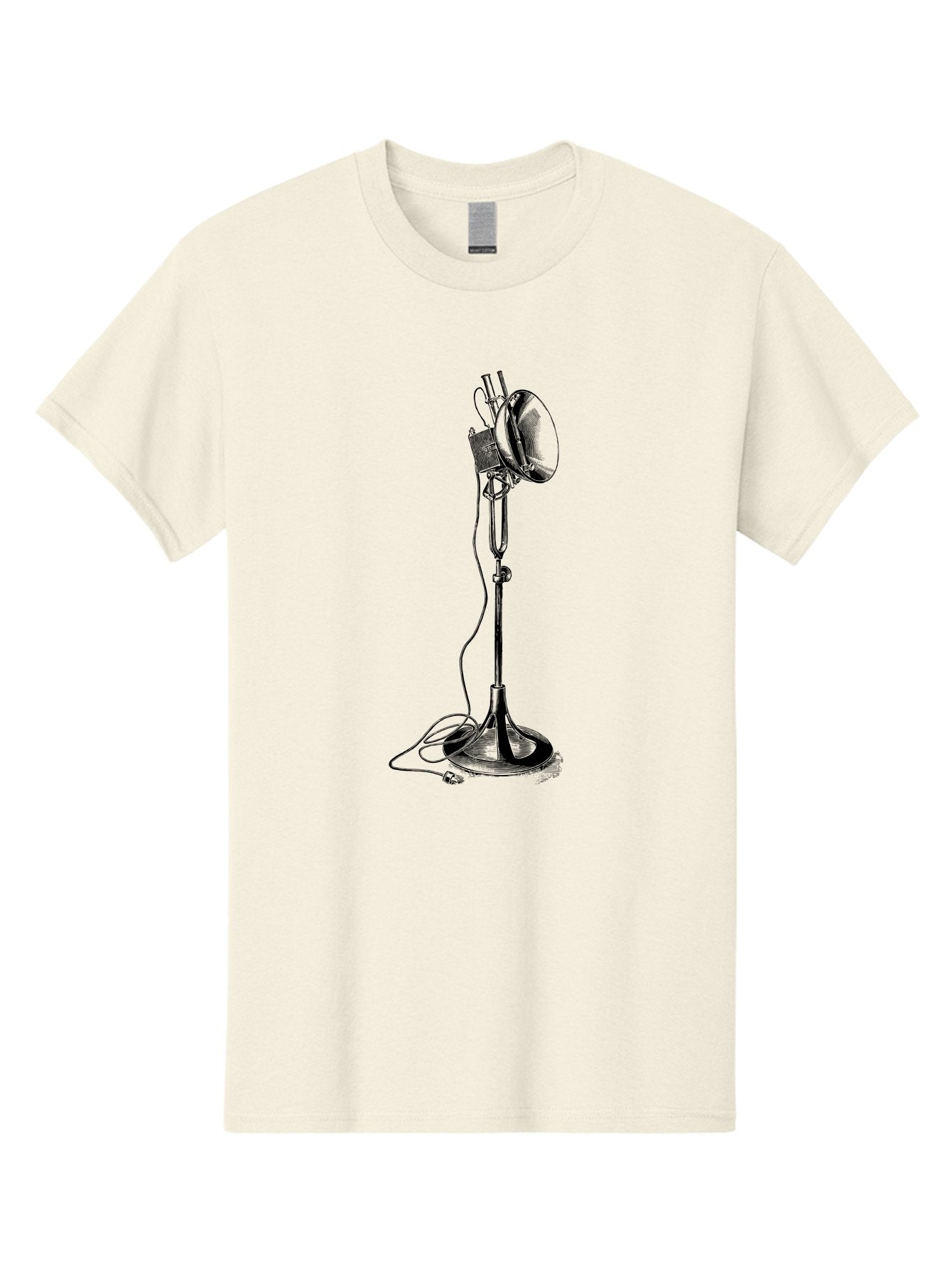Microphone-Stand Men'S Graphic Tee, 100% Cotton, Comfortable Casual Summer Wear, Machine Washable, Studio Lighting, Photography Equipment, Adjustable Lamp, Cable Management, Professional Photography, Still Life Photography, High-Key Lighting, Aad635
