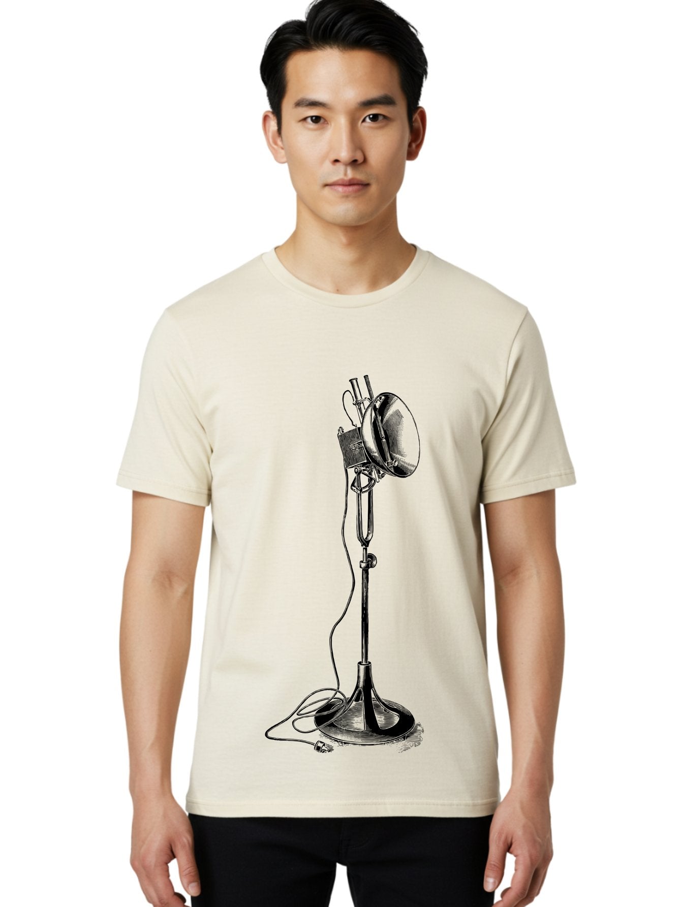 Microphone-Stand Men'S Graphic Tee, 100% Cotton, Comfortable Casual Summer Wear, Machine Washable, Studio Lighting, Photography Equipment, Adjustable Lamp, Cable Management, Professional Photography, Still Life Photography, High-Key Lighting, Aad635 19