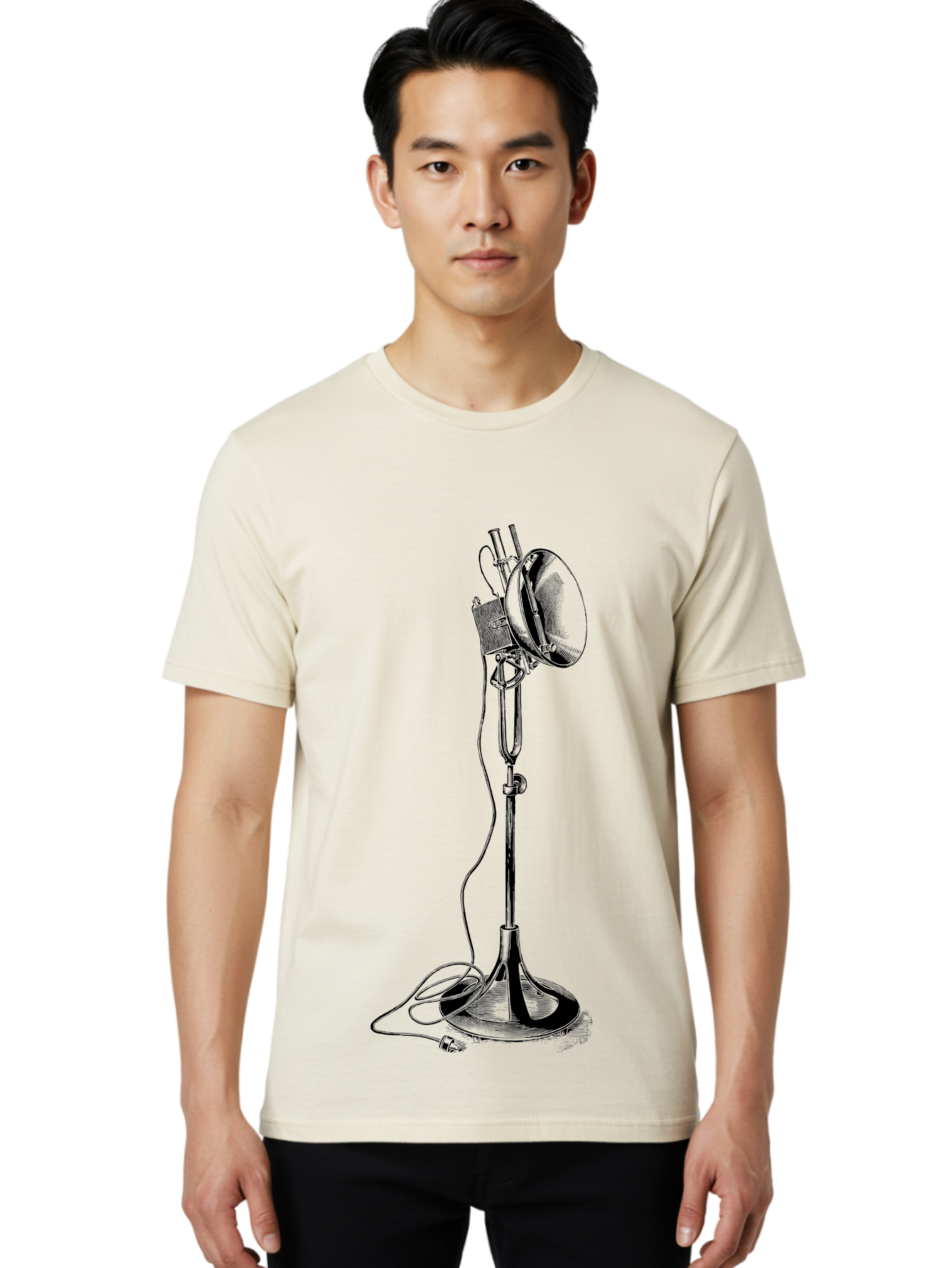 Microphone-Stand Men'S Graphic Tee, 100% Cotton, Comfortable Casual Summer Wear, Machine Washable, Studio Lighting, Photography Equipment, Adjustable Lamp, Cable Management, Professional Photography, Still Life Photography, High-Key Lighting, Aad635 22