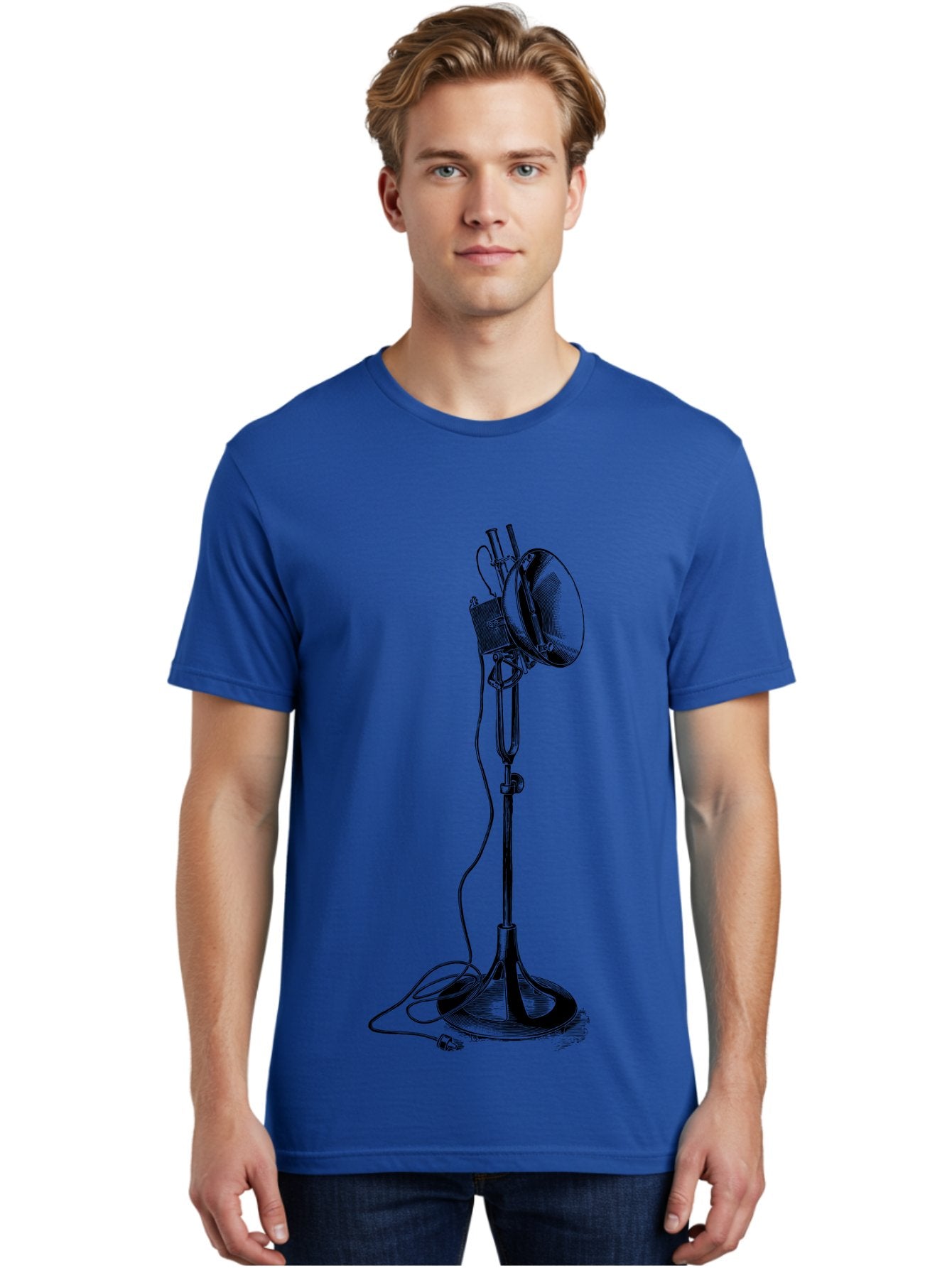 Microphone-Stand Men'S Graphic Tee, 100% Cotton, Comfortable Casual Summer Wear, Machine Washable, Studio Lighting, Photography Equipment, Adjustable Lamp, Cable Management, Professional Photography, Still Life Photography, High-Key Lighting, Aad635 21