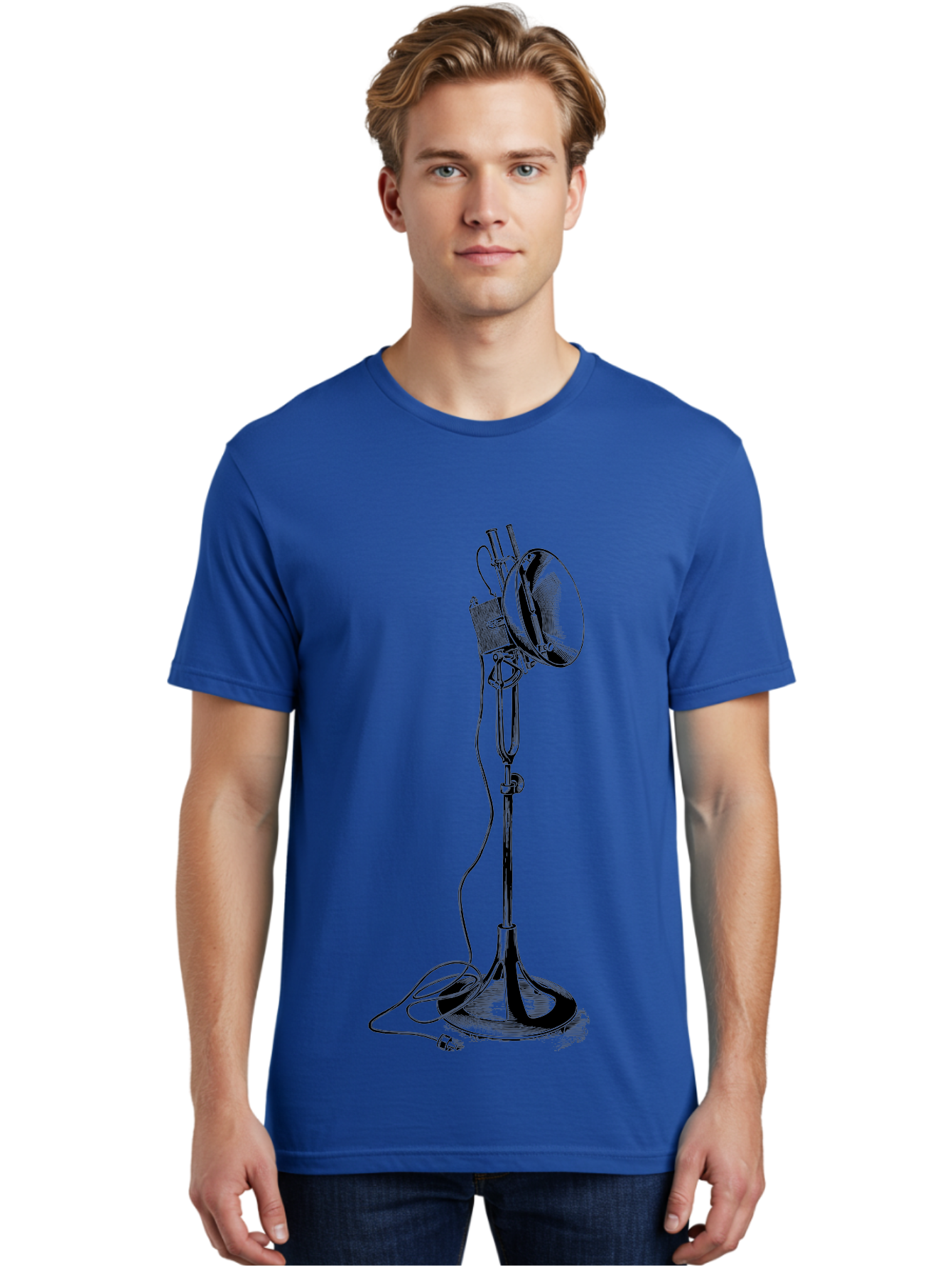 Microphone-Stand Men'S Graphic Tee, 100% Cotton, Comfortable Casual Summer Wear, Machine Washable, Studio Lighting, Photography Equipment, Adjustable Lamp, Cable Management, Professional Photography, Still Life Photography, High-Key Lighting, Aad635 20