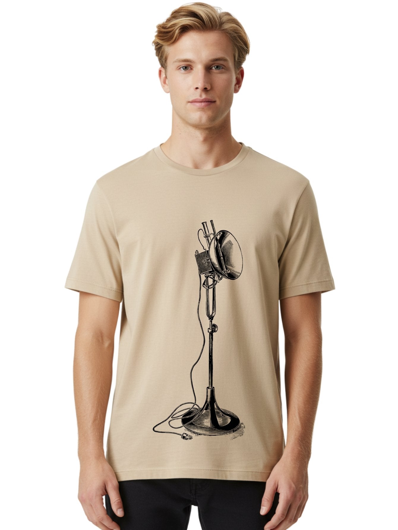 Microphone-Stand Men'S Graphic Tee, 100% Cotton, Comfortable Casual Summer Wear, Machine Washable, Studio Lighting, Photography Equipment, Adjustable Lamp, Cable Management, Professional Photography, Still Life Photography, High-Key Lighting, Aad635 17
