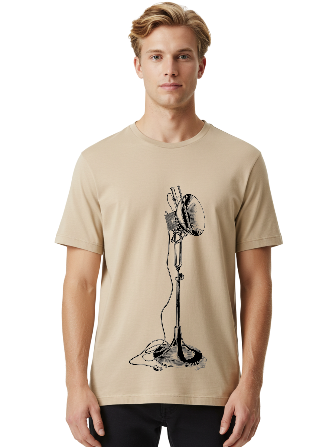 Microphone-Stand Men'S Graphic Tee, 100% Cotton, Comfortable Casual Summer Wear, Machine Washable, Studio Lighting, Photography Equipment, Adjustable Lamp, Cable Management, Professional Photography, Still Life Photography, High-Key Lighting, Aad635 28