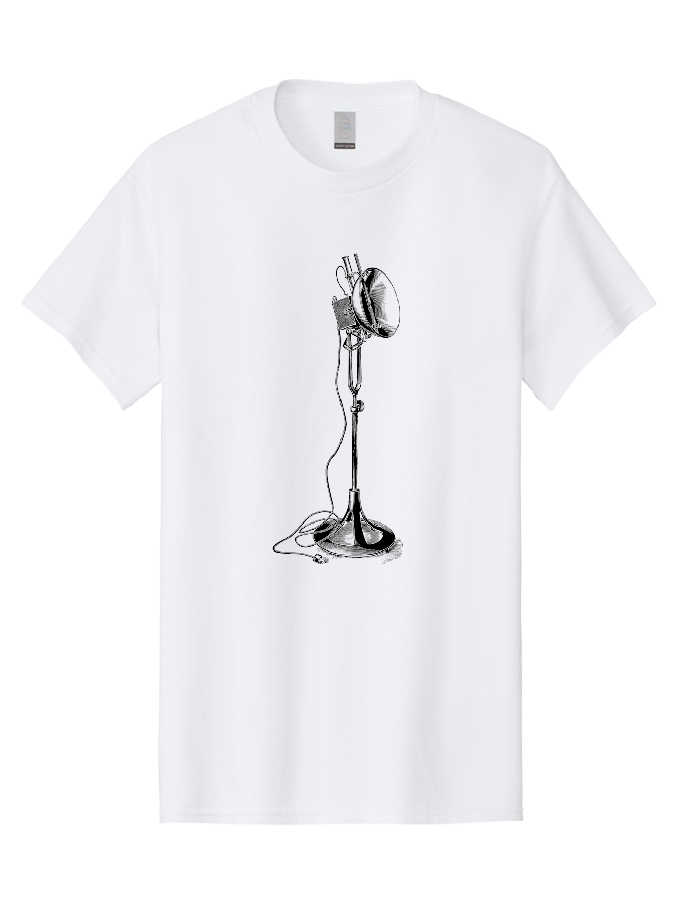 Microphone-Stand Men'S Graphic Tee, 100% Cotton, Comfortable Casual Summer Wear, Machine Washable, Studio Lighting, Photography Equipment, Adjustable Lamp, Cable Management, Professional Photography, Still Life Photography, High-Key Lighting, Aad635