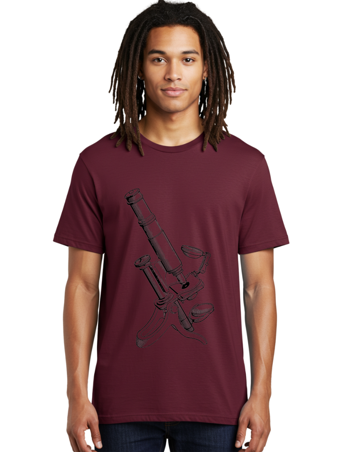 Microscope Men'S Graphic Tee, 100% Cotton, Comfortable Casual Summer Wear, Machine Washable, Microscope Illustration, Scientific Equipment, Laboratory Instrument, Cell Study, Detailed Drawing, Vintage Style, Scientific Research, Aad636 4
