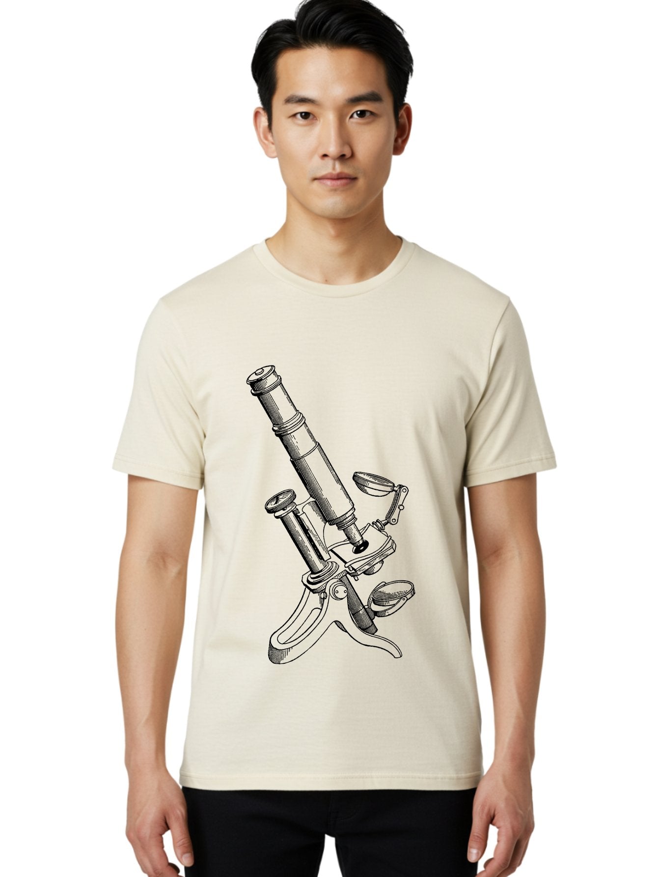 Microscope Men'S Graphic Tee, 100% Cotton, Comfortable Casual Summer Wear, Machine Washable, Microscope Illustration, Scientific Equipment, Laboratory Instrument, Cell Study, Detailed Drawing, Vintage Style, Scientific Research, Aad636 16