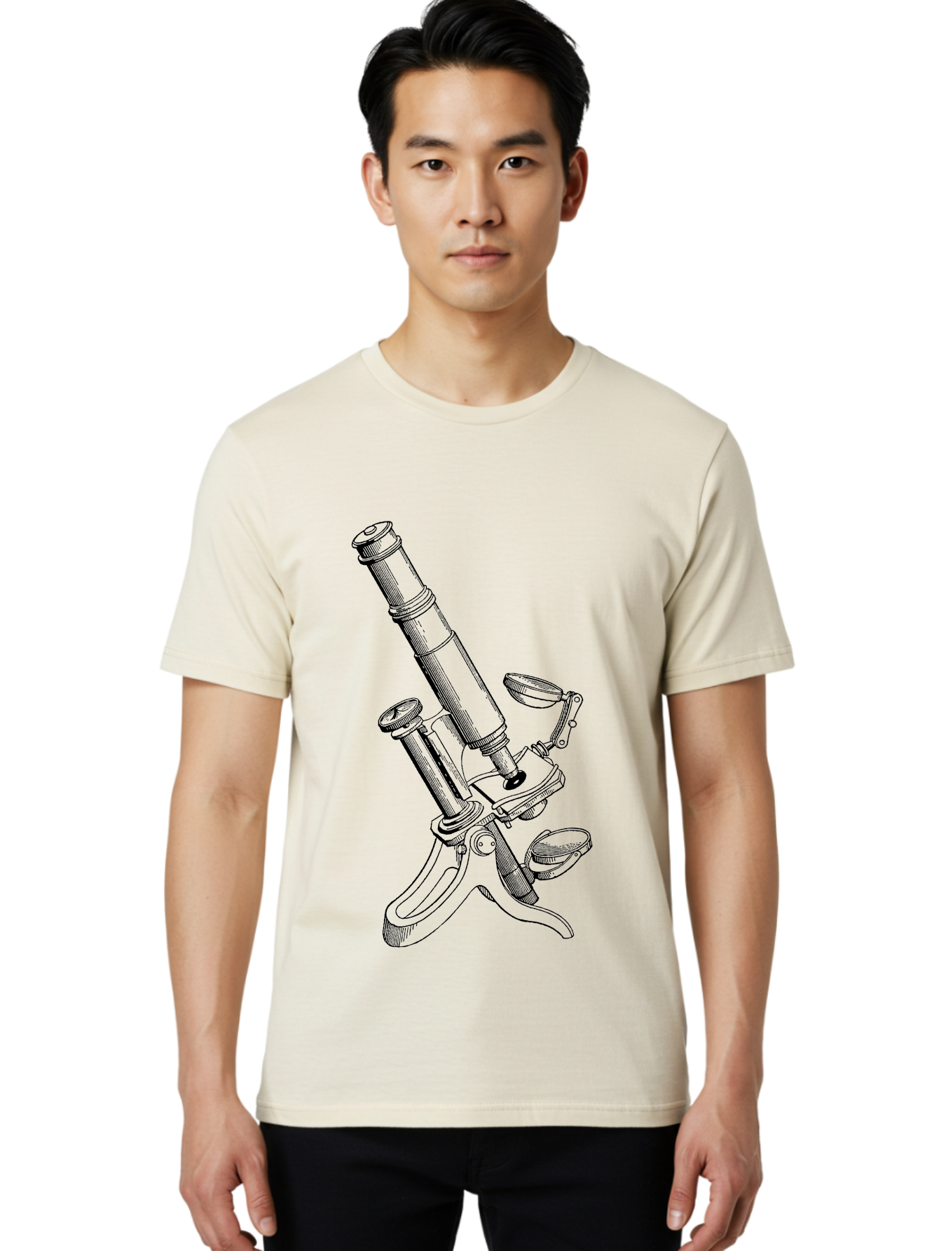 Microscope Men'S Graphic Tee, 100% Cotton, Comfortable Casual Summer Wear, Machine Washable, Microscope Illustration, Scientific Equipment, Laboratory Instrument, Cell Study, Detailed Drawing, Vintage Style, Scientific Research, Aad636 26