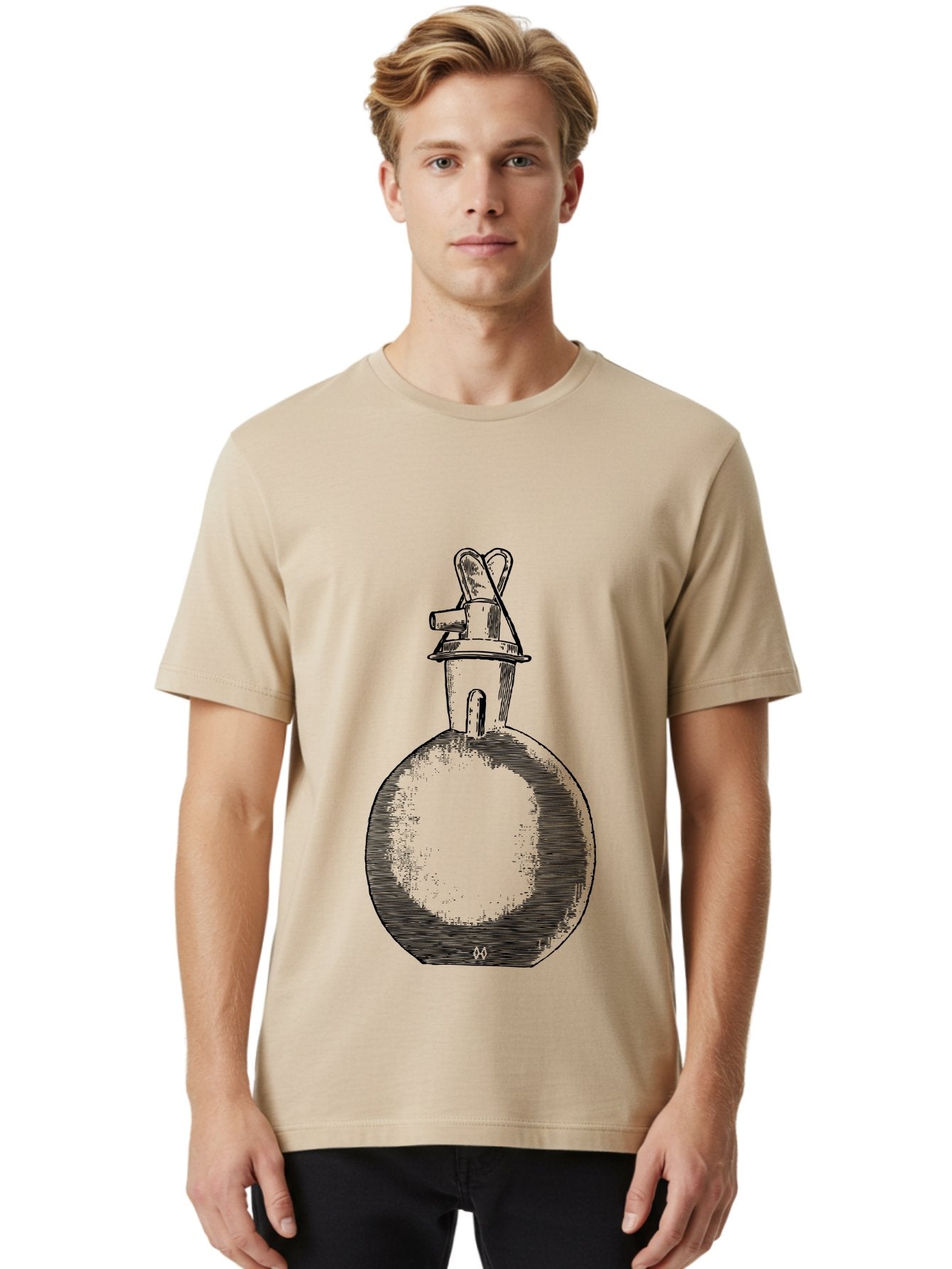 Molotov-Cocktail Men'S Graphic Tee, 100% Cotton, Comfortable Casual Summer Wear, Machine Washable, Potion Bottle, Vintage Apothecary, Fantasy Art, Mystical Elixir, Magical Concoction, Hand-Drawn Illustration, Sketch Art, Retro Style Aad637 21