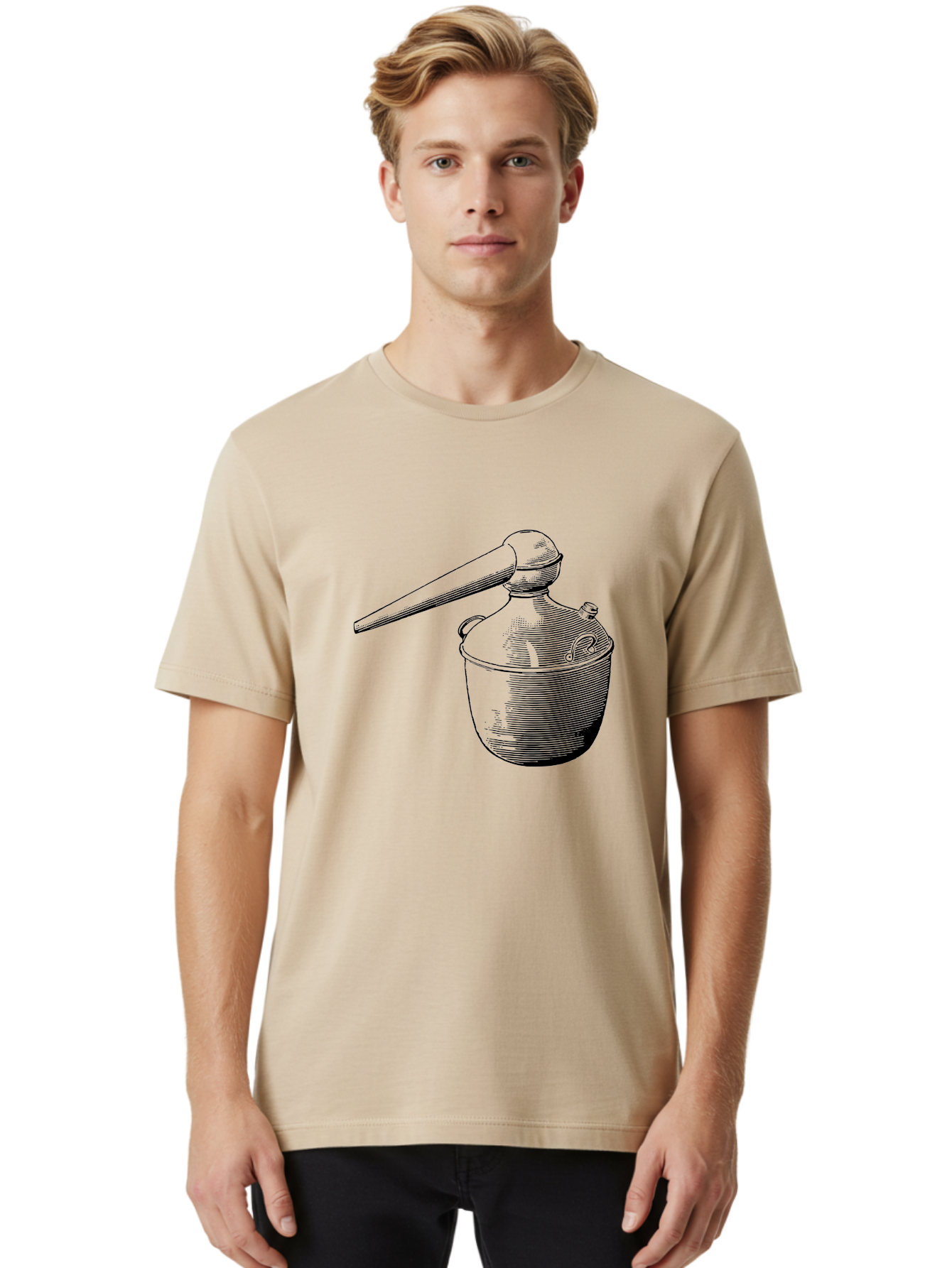 Neti-Pot Men'S Graphic Tee, 100% Cotton, Comfortable Casual Summer Wear, Machine Washable, Manual Grinder, Coffee Grinder, Spice Grinder, Kitchen Tool, Vintage Design, Manual Operation, Hand-Crank, Grinding Mechanism Aad638