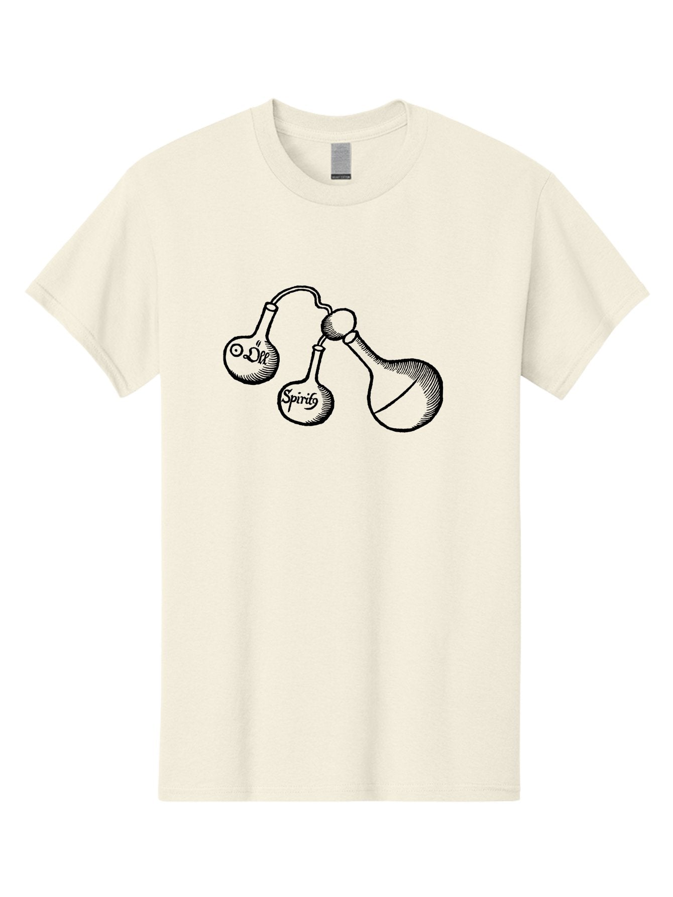 Oil-And-Spirits Men'S Graphic Tee, 100% Cotton, Comfortable Casual Summer Wear, Machine Washable, Oil, Spirits, Laboratory Equipment, Chemistry Lab, Apothecary Jars, Glassware, Vintage Illustration, Scientific Instruments, Aad639