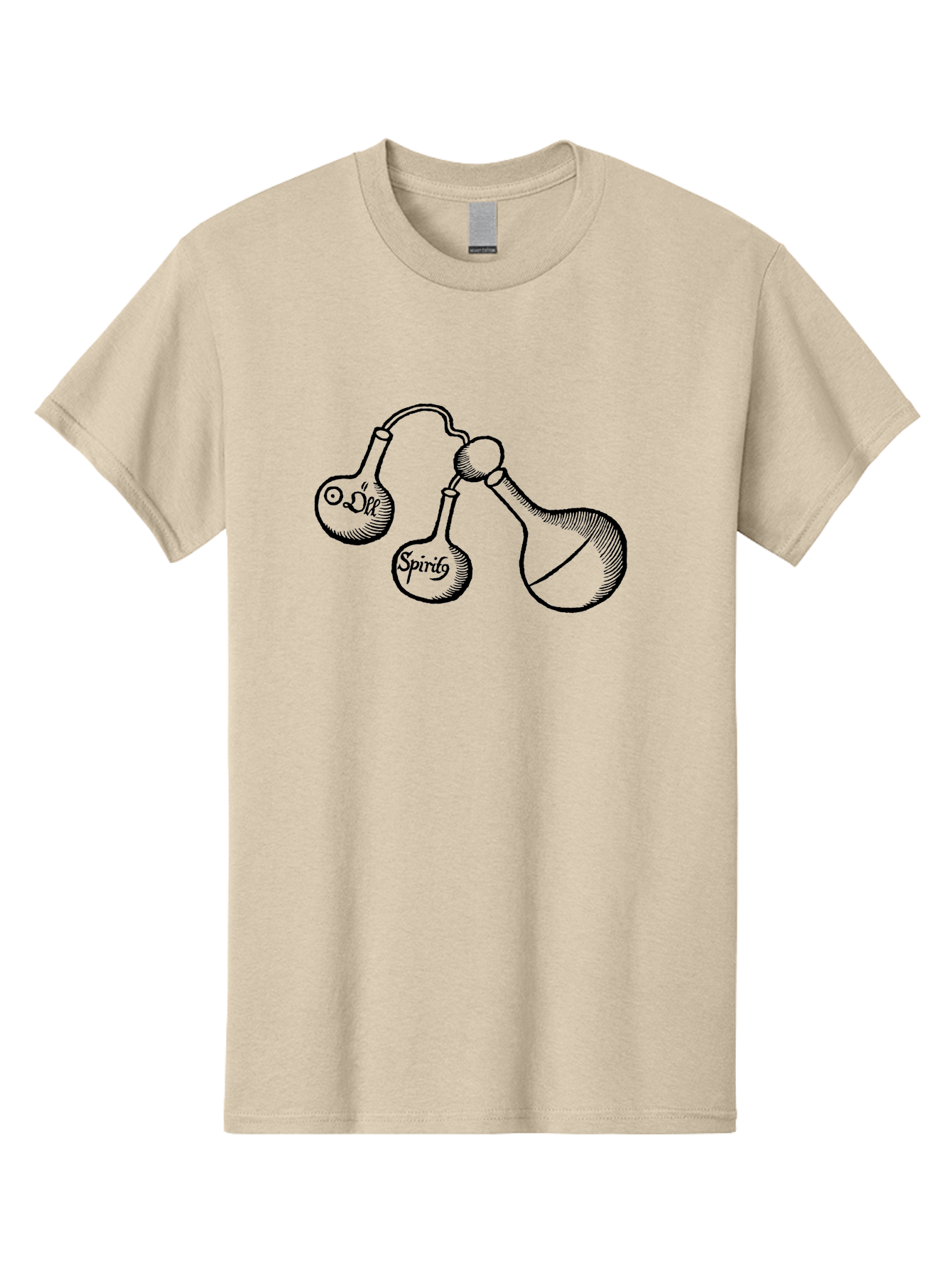 Oil-And-Spirits Men'S Graphic Tee, 100% Cotton, Comfortable Casual Summer Wear, Machine Washable, Oil, Spirits, Laboratory Equipment, Chemistry Lab, Apothecary Jars, Glassware, Vintage Illustration, Scientific Instruments, Aad639