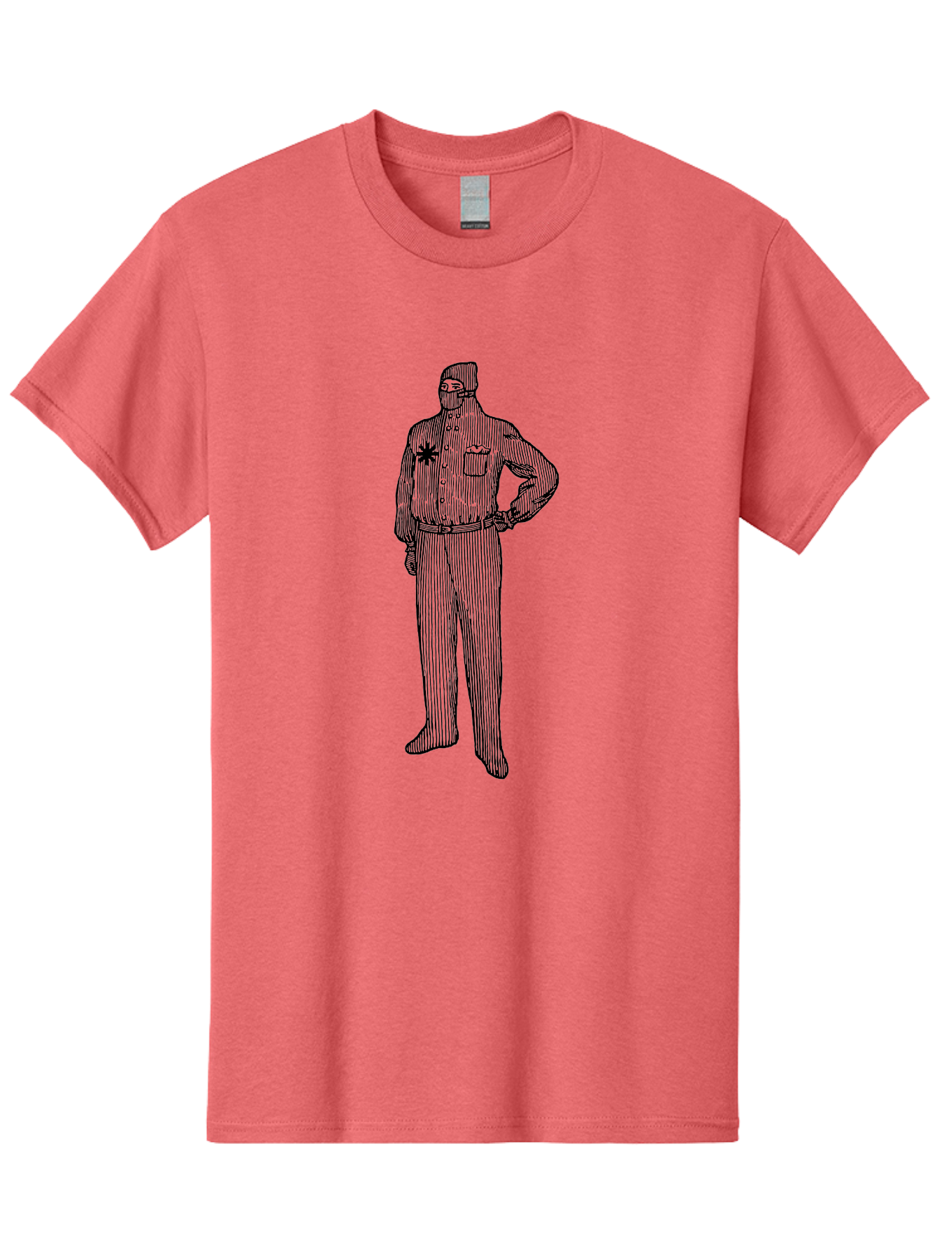 Police-Officer Men'S Graphic Tee, 100% Cotton, Comfortable Casual Summer Wear, Machine Washable, Police Officer, Law Enforcement, Badge On Chest, Hands On Hips, Confident Stance, Uniform Attire, Black Outline, Detailed Drawing Aad643 15