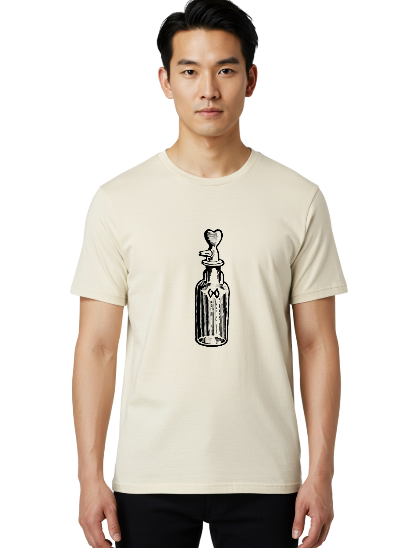 Potion-Bottle-1 Men'S Graphic Tee, 100% Cotton, Comfortable Casual Summer Wear, Machine Washable, Vintage Bottle, Love Potion, Mysterious Symbol, Heart-Shaped Stopper, Mystical Elixir, Apothecary Jar, Ancient Remedy, Magical Concoction, Aad644 8