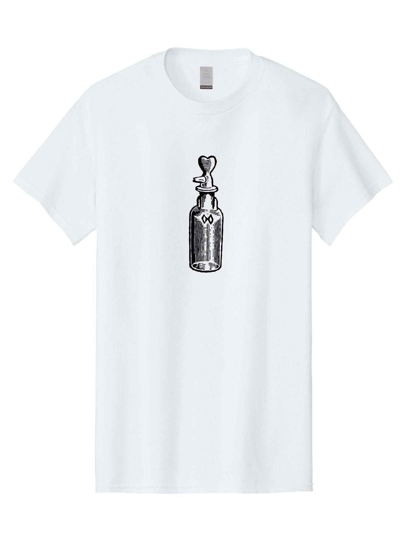 Potion-Bottle-1 Men'S Graphic Tee, 100% Cotton, Comfortable Casual Summer Wear, Machine Washable, Vintage Bottle, Love Potion, Mysterious Symbol, Heart-Shaped Stopper, Mystical Elixir, Apothecary Jar, Ancient Remedy, Magical Concoction, Aad644 5