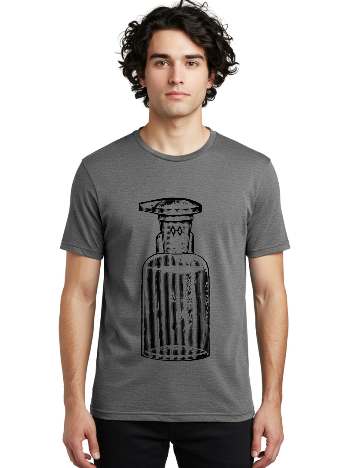 Potion-Bottle Men'S Graphic Tee, 100% Cotton, Comfortable Casual Summer Wear, Machine Washable, Glass Bottle, Vintage Bottle, Apothecary Jar, Antique Glassware, Stoppered Bottle, Diamond Symbol, Classic Design, Retro Style, Vintage Aesthetic Aad645 18