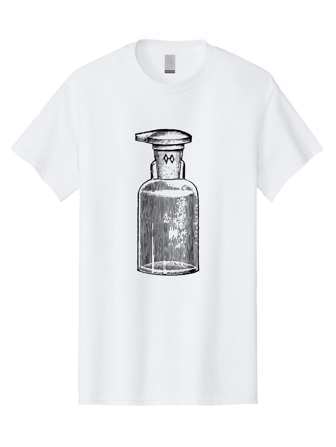 Potion-Bottle Men'S Graphic Tee, 100% Cotton, Comfortable Casual Summer Wear, Machine Washable, Glass Bottle, Vintage Bottle, Apothecary Jar, Antique Glassware, Stoppered Bottle, Diamond Symbol, Classic Design, Retro Style, Vintage Aesthetic Aad645 9