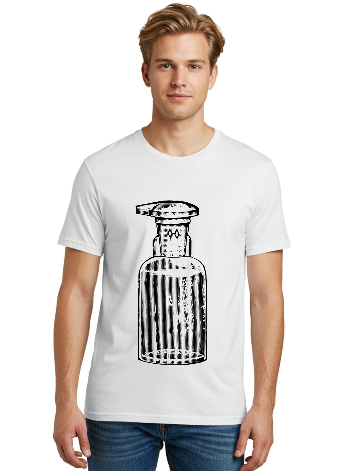 Potion-Bottle Men'S Graphic Tee, 100% Cotton, Comfortable Casual Summer Wear, Machine Washable, Glass Bottle, Vintage Bottle, Apothecary Jar, Antique Glassware, Stoppered Bottle, Diamond Symbol, Classic Design, Retro Style, Vintage Aesthetic Aad645 26