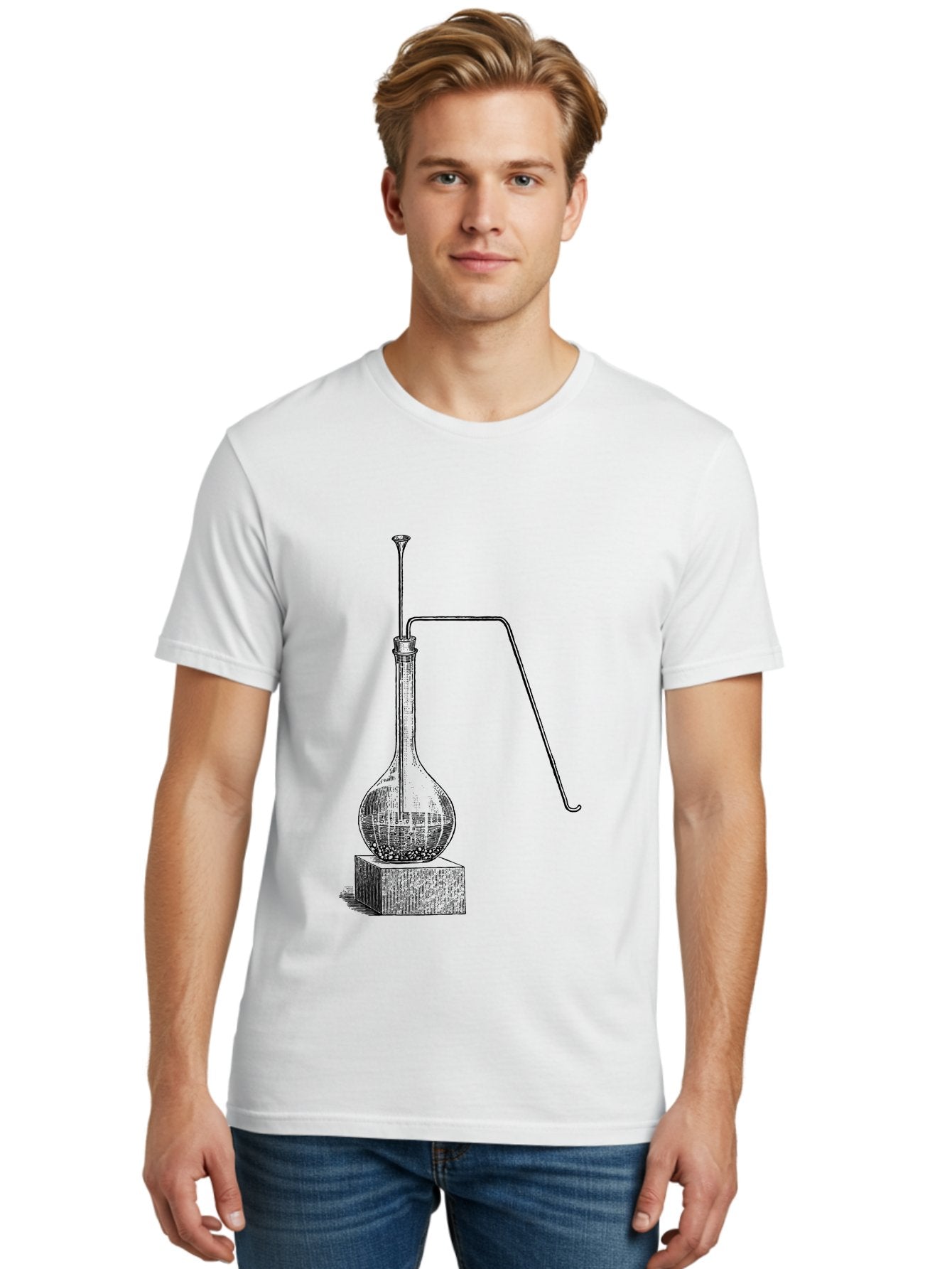 Retort-1 Men'S Graphic Tee, 100% Cotton, Comfortable Casual Summer Wear, Machine Washable, Laboratory Equipment, Scientific Glassware, Distillation Apparatus, Chemistry Experiment, Vintage Lab Setup, Scientific Illustration, Glass Flask, Aad646 19